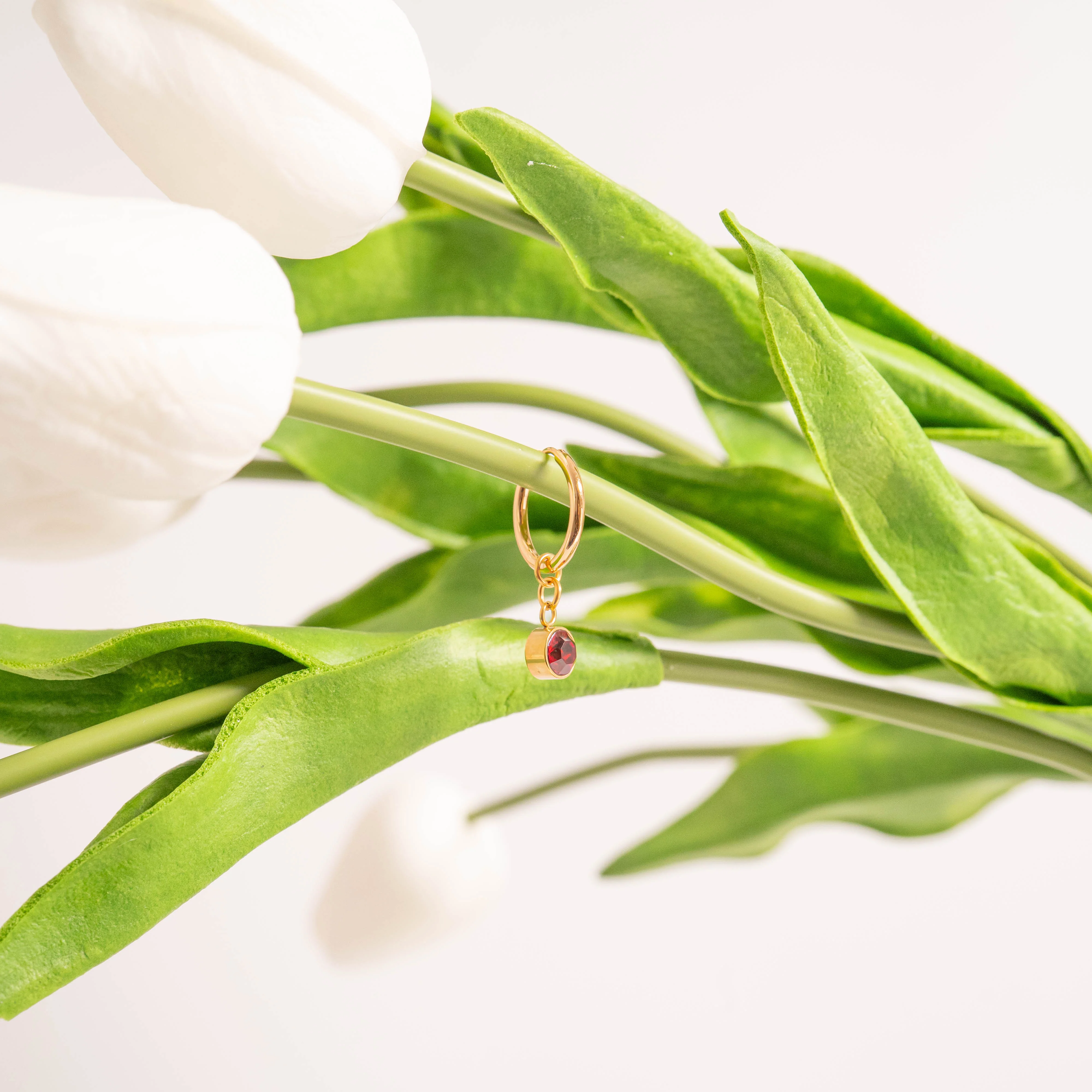 18K Gold PVD Birthstone Huggie Earrings / ERJ0074 - Image 12