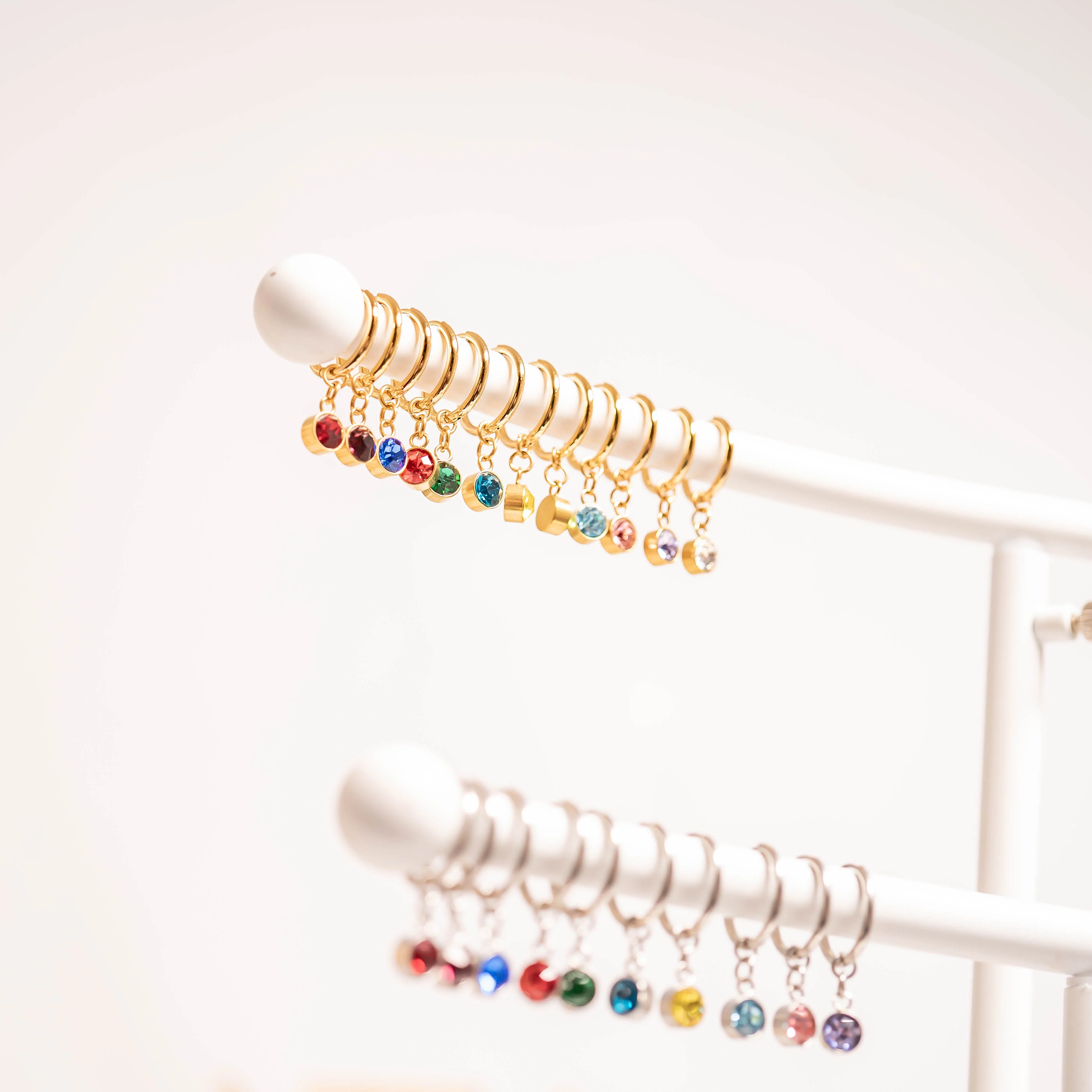 18K Gold PVD Birthstone Huggie Earrings / ERJ0074 - Image 3