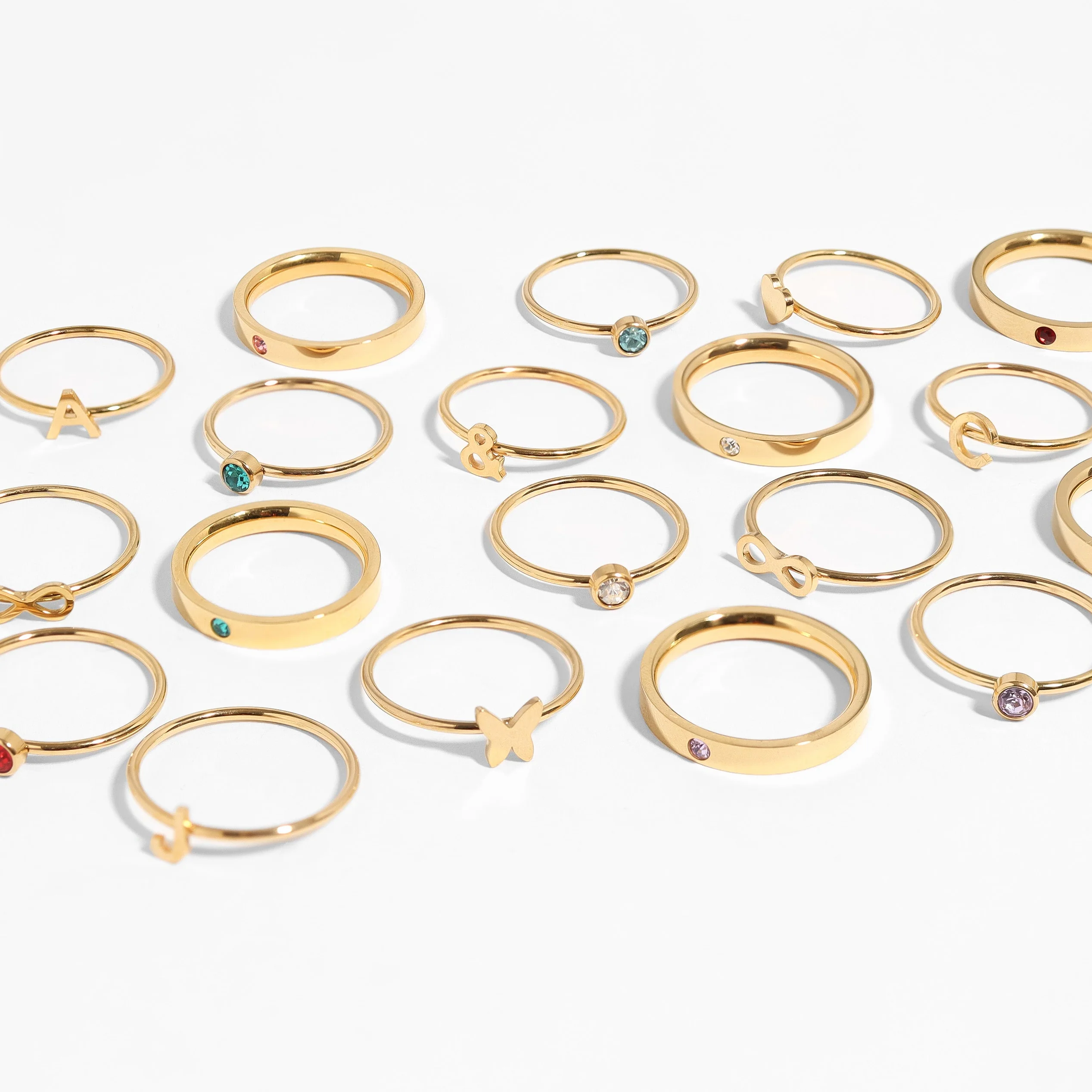 18K Gold PVD Stainless Steel Birthstone Engravable Stacking Ring / ZRJ1004 - Image 12