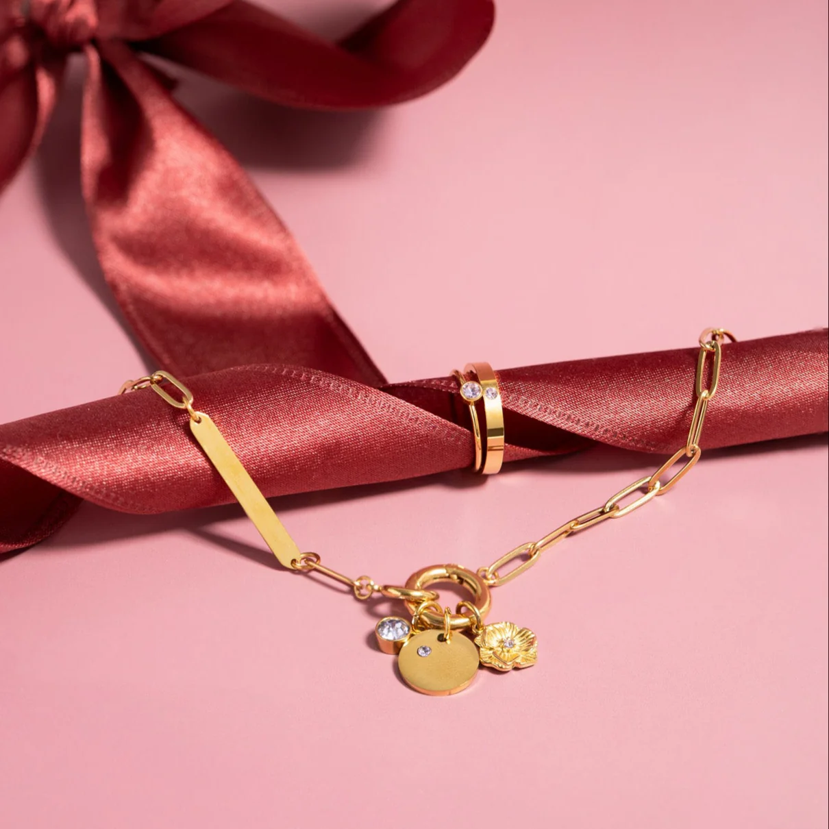 18K Gold PVD Stainless Steel Birthstone Engravable Stacking Ring / ZRJ1004 - Image 18