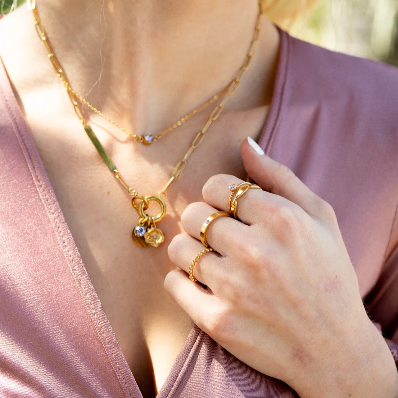 18K Gold PVD Stainless Steel Birthstone Engravable Stacking Ring / ZRJ1004 - Image 19