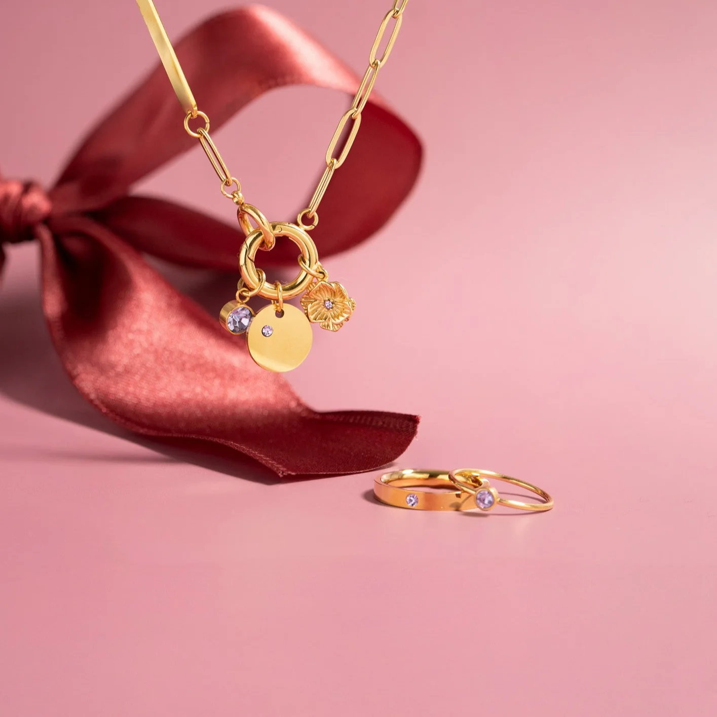 18K Gold PVD Stainless Steel Birthstone Engravable Stacking Ring / ZRJ1004 - Image 21