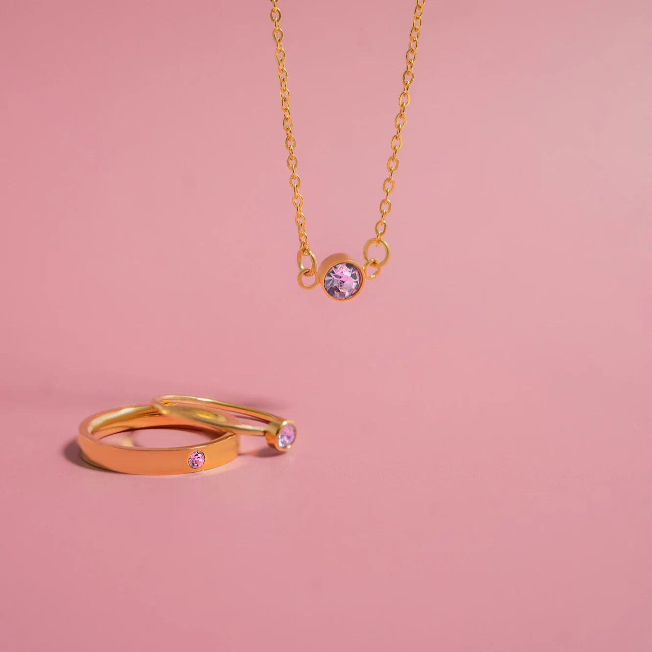 18K Gold PVD Stainless Steel Birthstone Engravable Stacking Ring / ZRJ1004 - Image 6