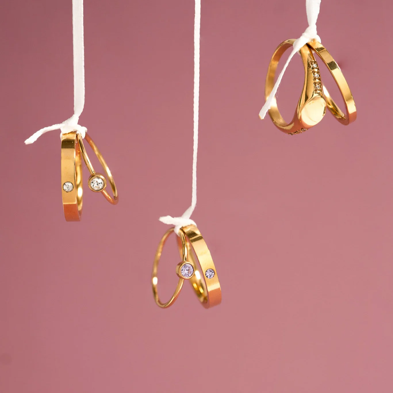 18K Gold PVD Stainless Steel Birthstone Engravable Stacking Ring / ZRJ1004 - Image 8