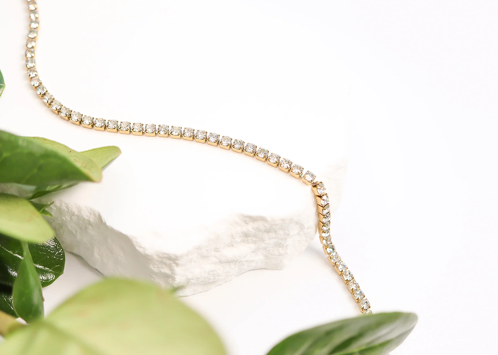 18K Gold PVD Stainless Steel CZ Tennis Chain Necklace / TNN0002 - Image 3