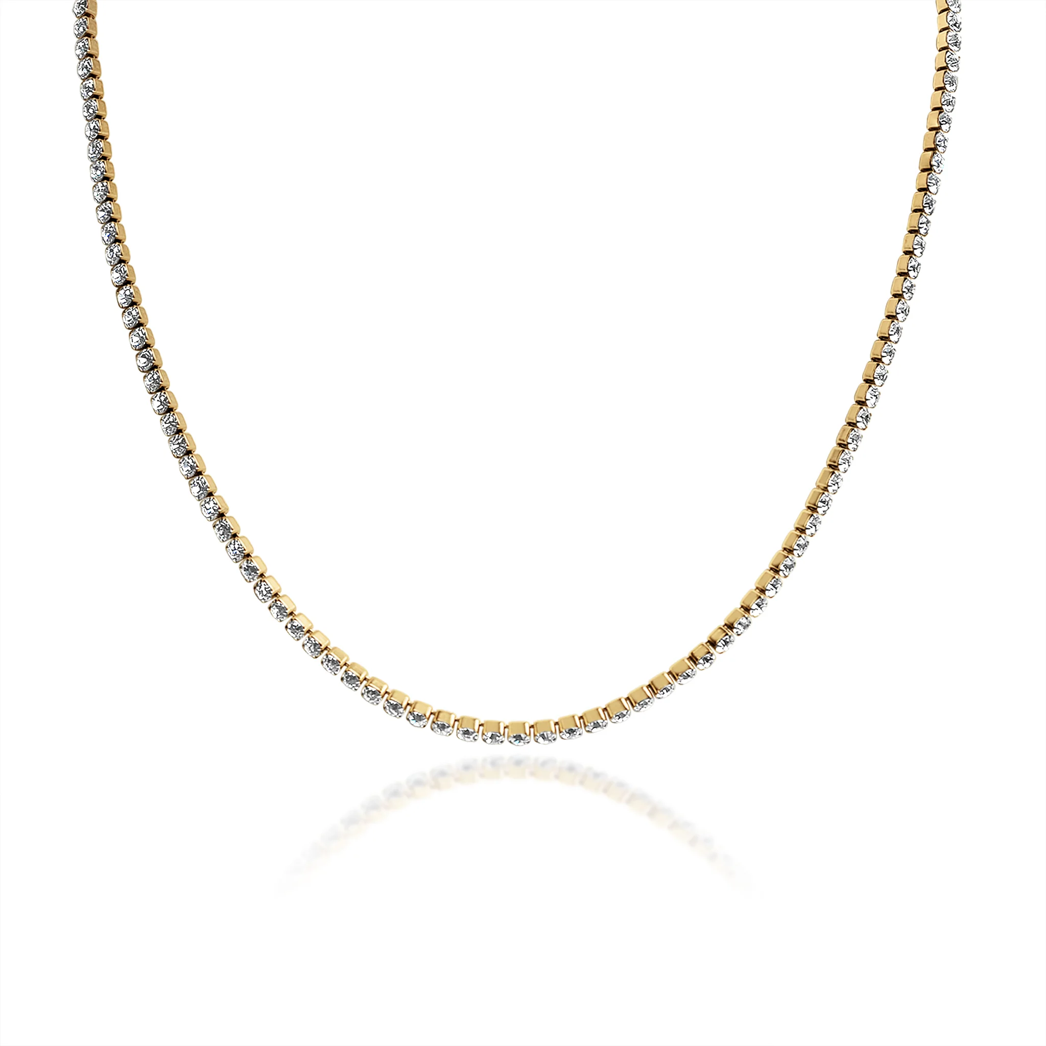 18K Gold PVD Stainless Steel CZ Tennis Chain Necklace / TNN0002 - Image 5