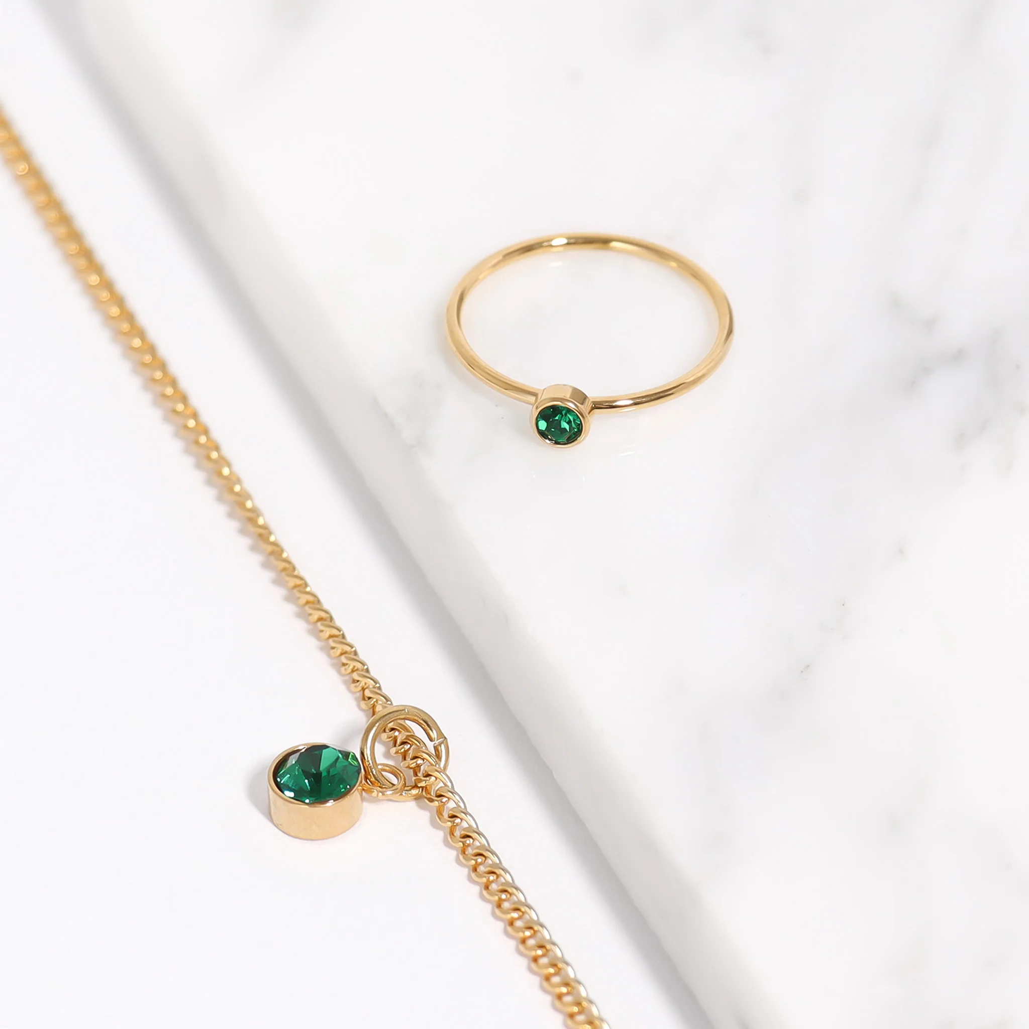 18K Gold PVD Stainless Steel Birthstone Stacking Ring / ZRJ1001 - Image 6