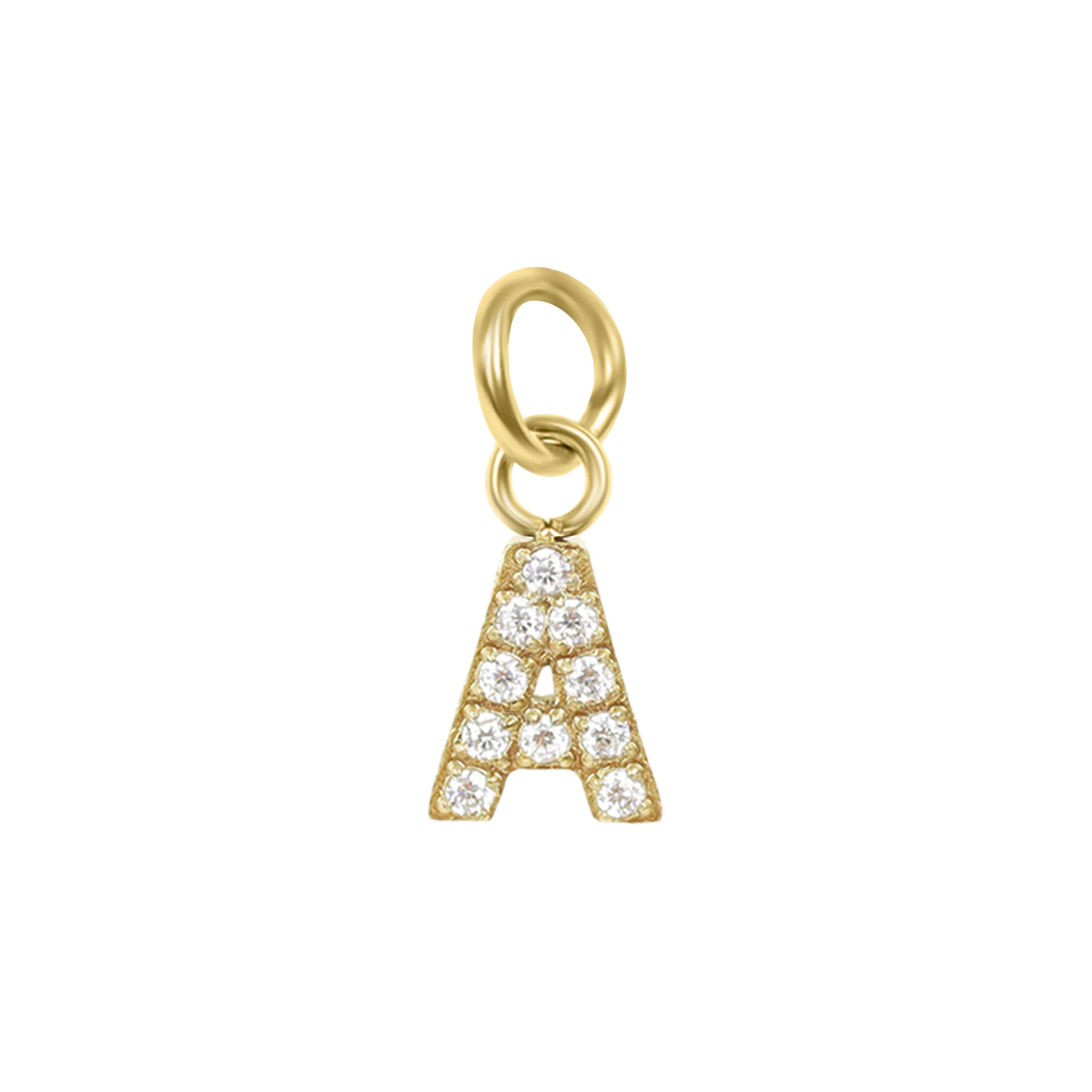 18K Gold PVD Stainless Steel Pave Set CZ Initial Letter Charms / PDC9021 - Image 12