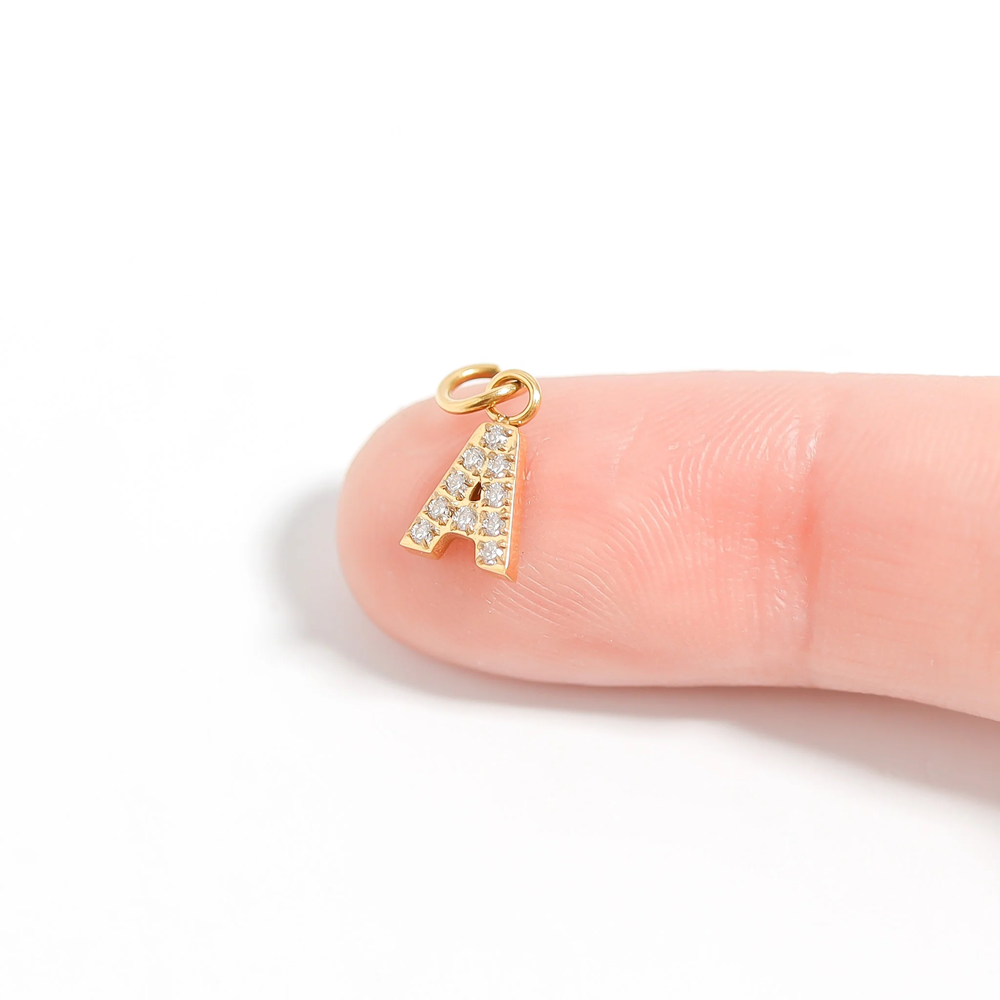 18K Gold PVD Stainless Steel Pave Set CZ Initial Letter Charms / PDC9021 - Image 16