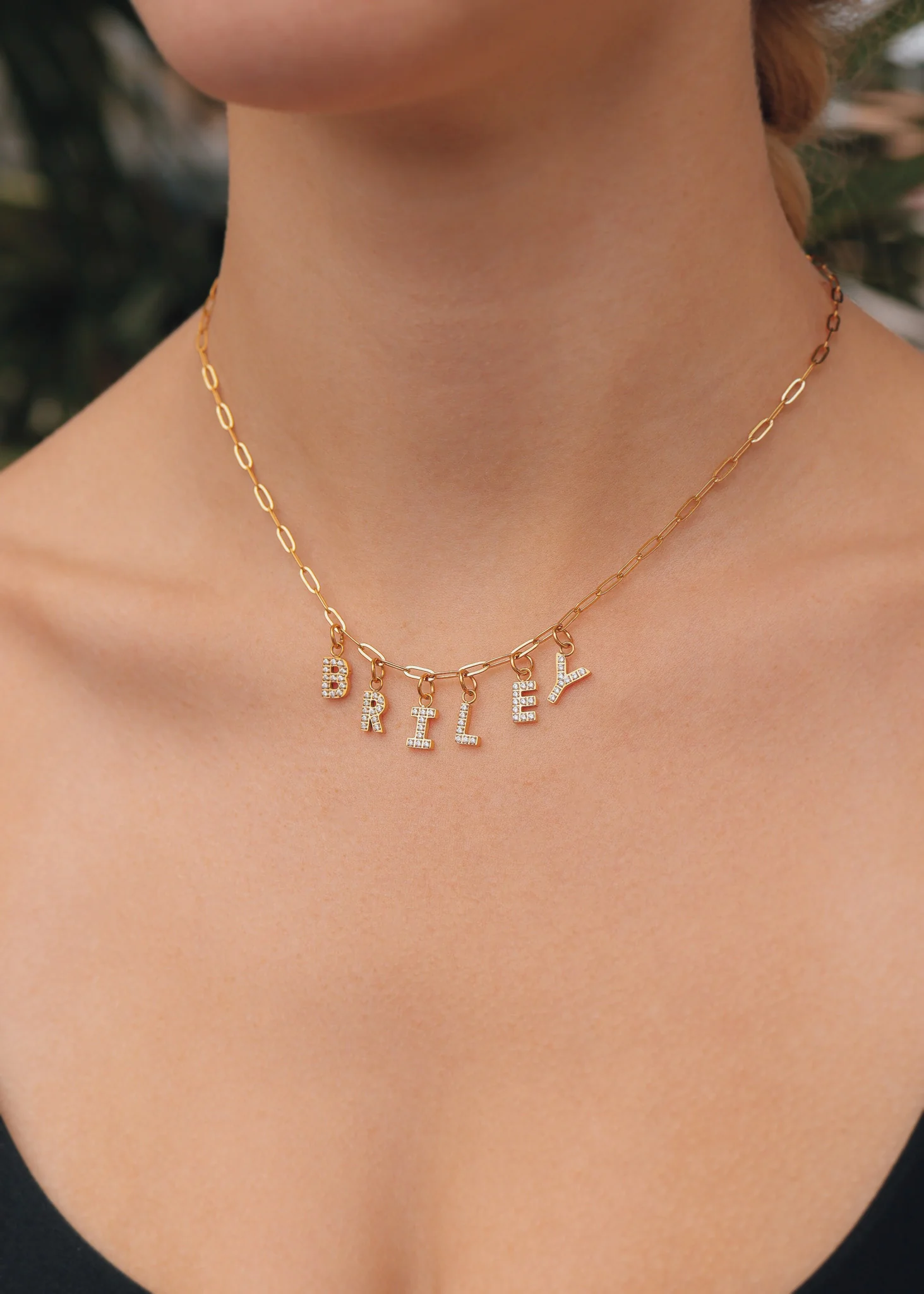 18K Gold PVD Stainless Steel Pave Set CZ Initial Letter Charms / PDC9021 - Image 5