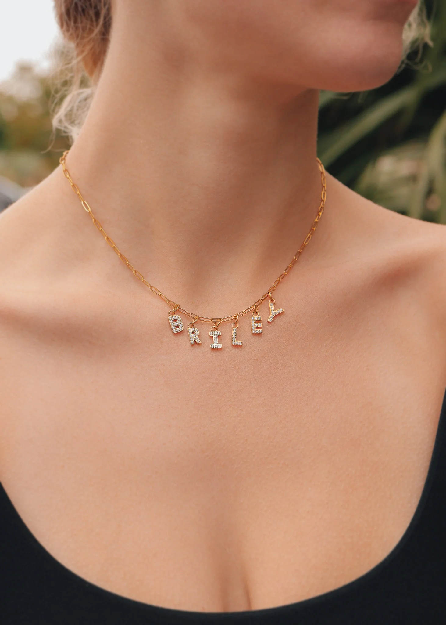 18K Gold PVD Stainless Steel Pave Set CZ Initial Letter Charms / PDC9021 - Image 7