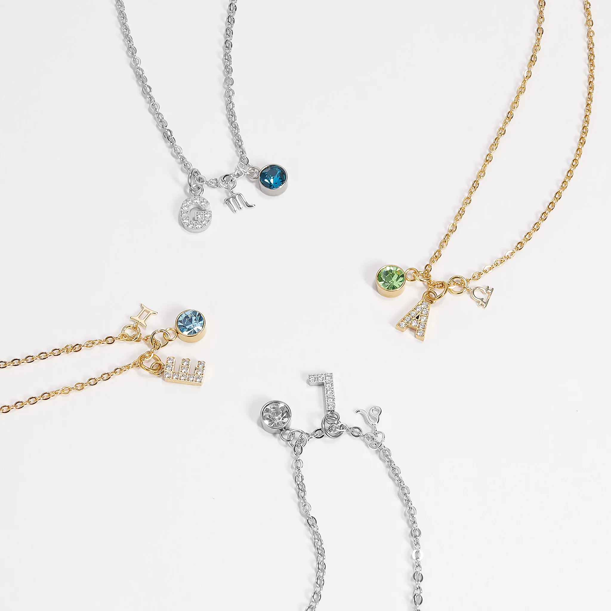 18K Gold PVD Stainless Steel Pave Set CZ Initial Letter Charms / PDC9021 - Image 8