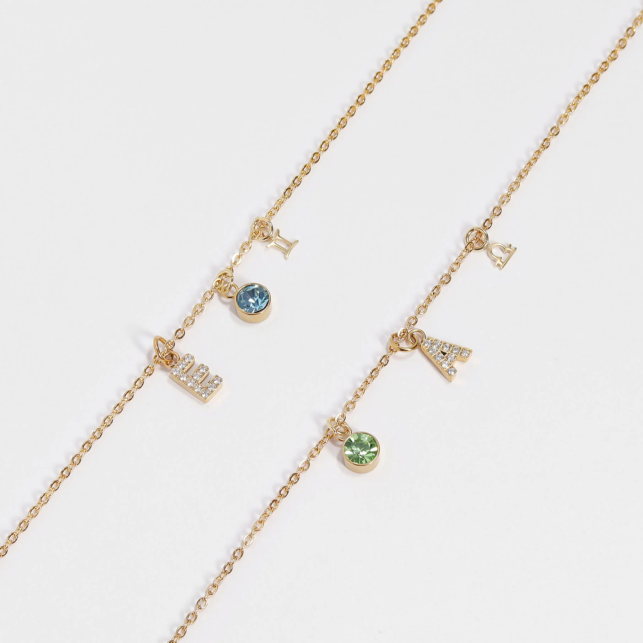 18K Gold PVD Stainless Steel Pave Set CZ Initial Letter Charms / PDC9021 - Image 9