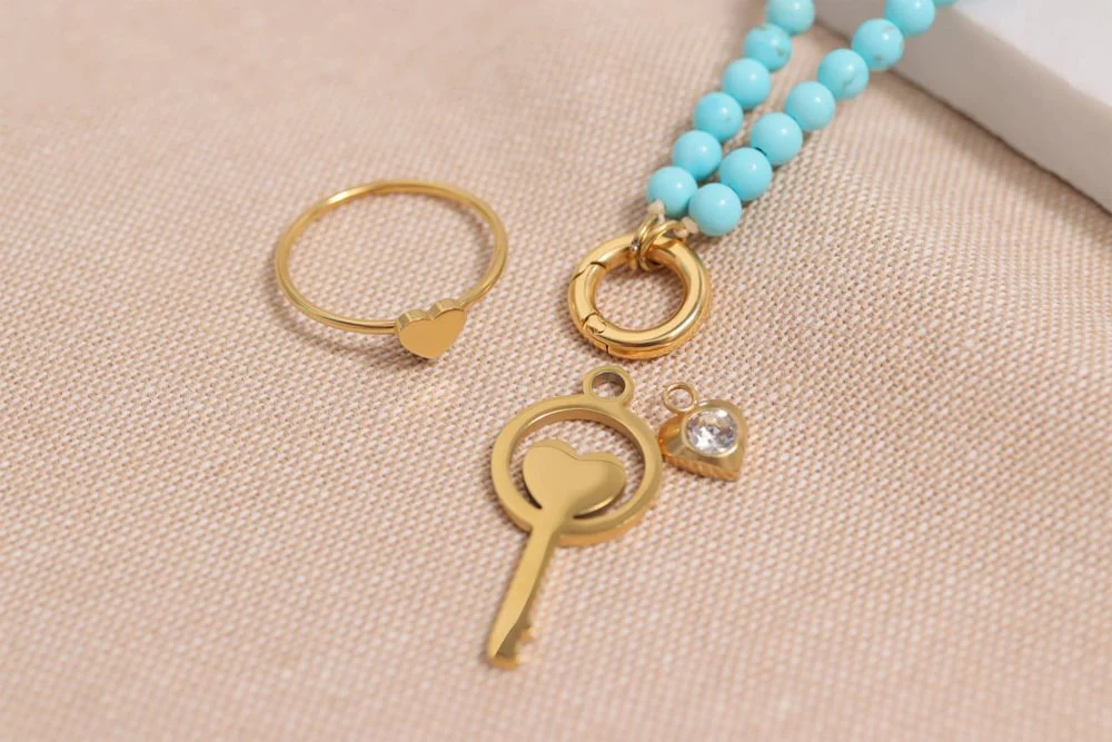 Semi Precious Natural Stone Charm Keeper Necklace / SBB0305 - Image 13