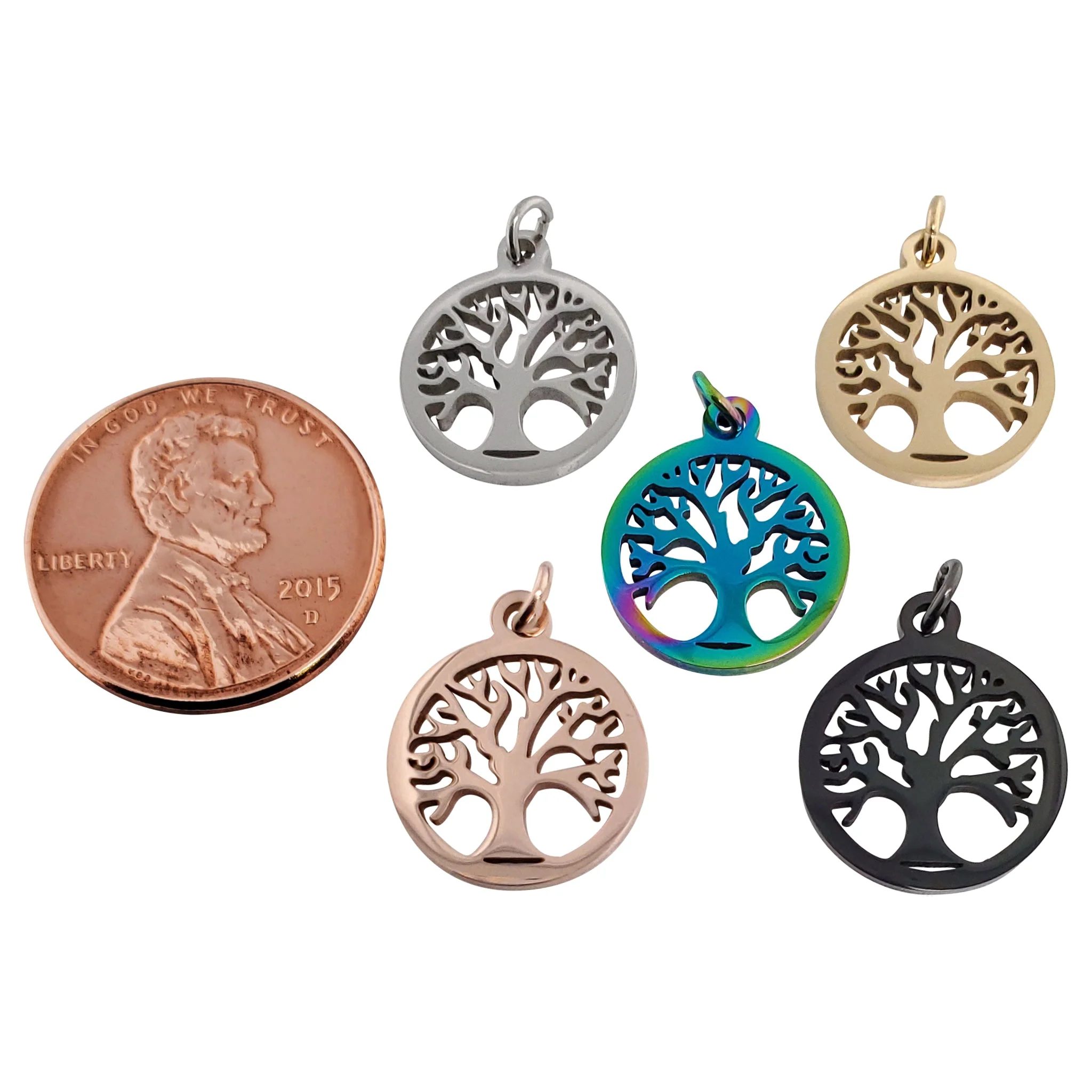 18K Gold PVD Coated Stainless Steel Tree of Life Charm / PDC9011 - Image 3