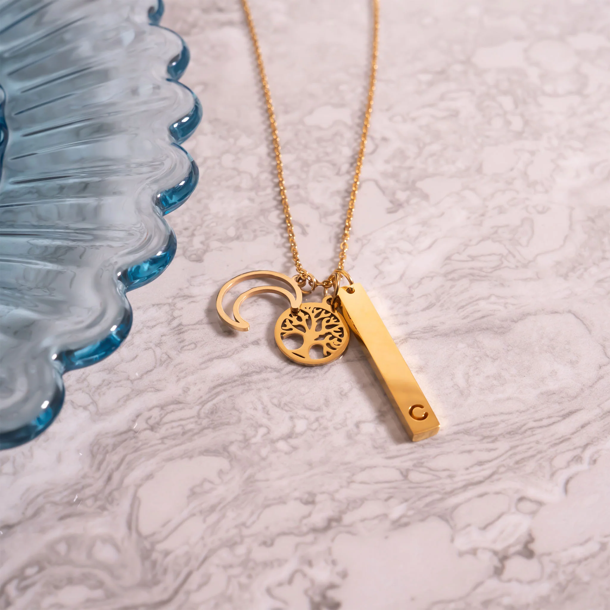 18K Gold PVD Coated Stainless Steel Tree of Life Charm / PDC9011 - Image 5