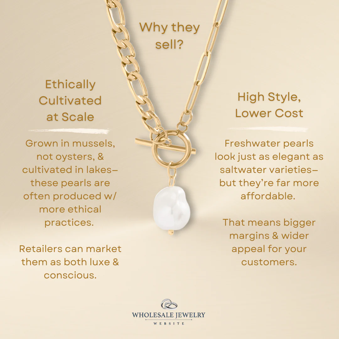 18K Gold PVD Stainless Steel Freshwater Pearl Bow Charm / PDL0291 - Image 14