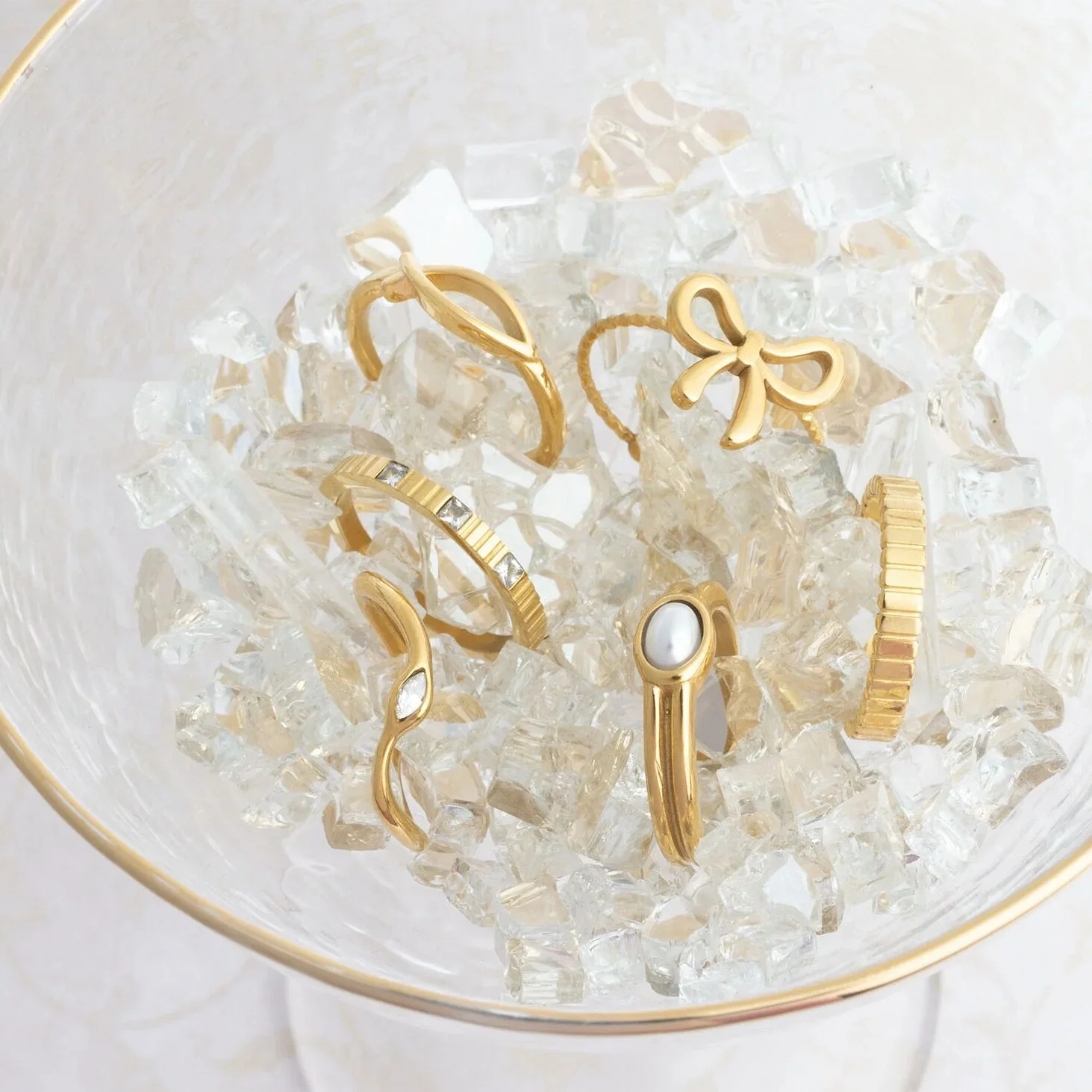 18K Gold PVD Stainless Steel Adjustable Bow Ring / KSS0026 - Image 10