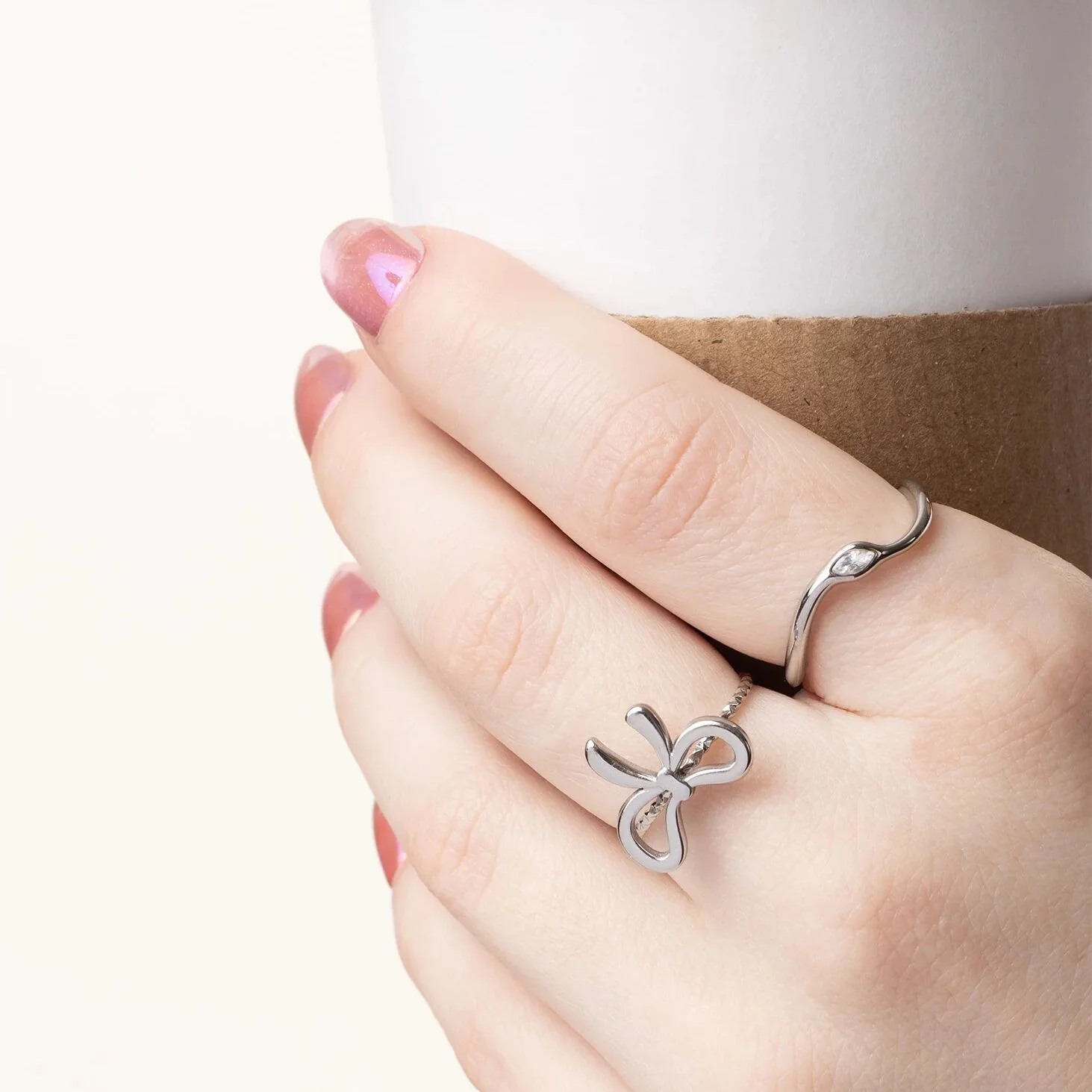 18K Gold PVD Stainless Steel Adjustable Bow Ring / KSS0026 - Image 15