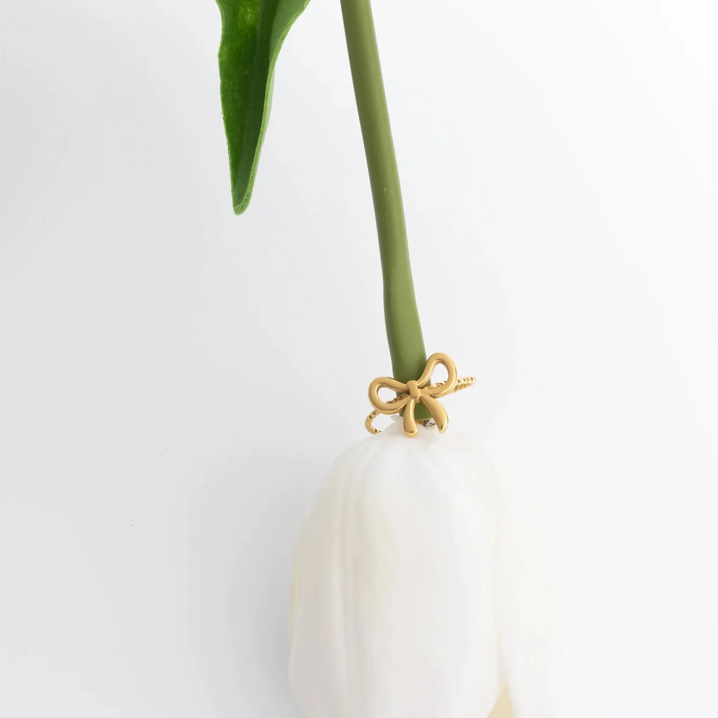 18K Gold PVD Stainless Steel Adjustable Bow Ring / KSS0026 - Image 16