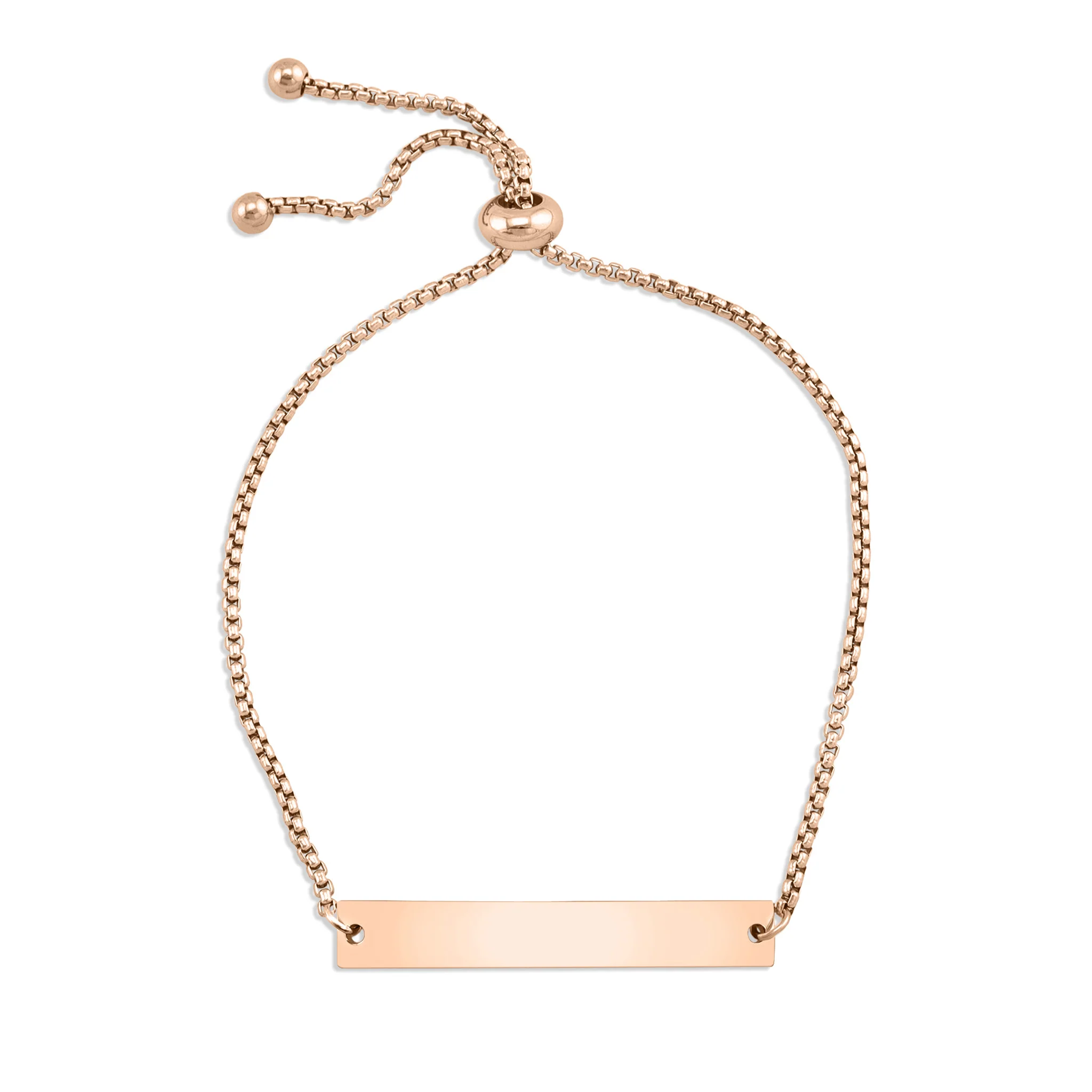 18K Gold PVD Stainless Steel Adjustable Curved Blank Bar Bracelet / SBB0145 - Image 6