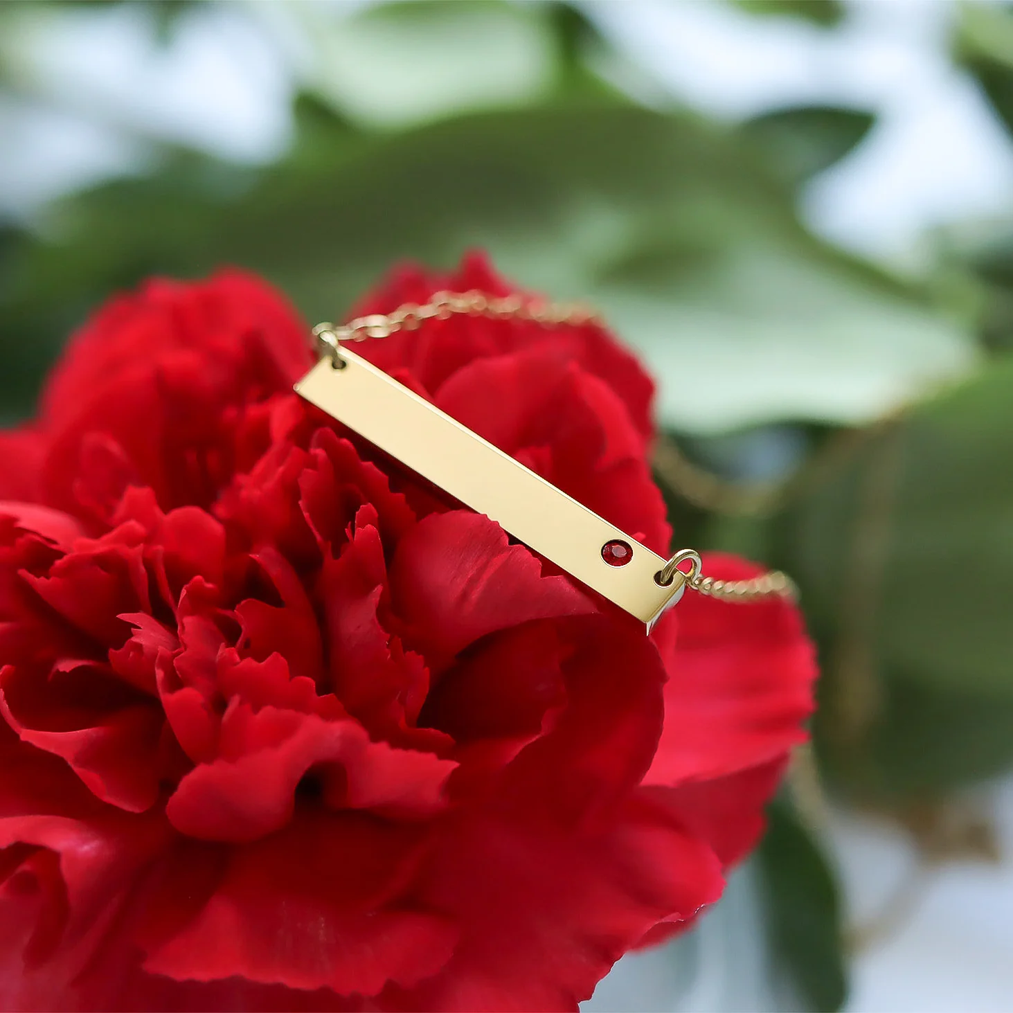 18K Gold PVD Stainless Steel Bar Birthstone Necklace / SBB0319 - Image 5