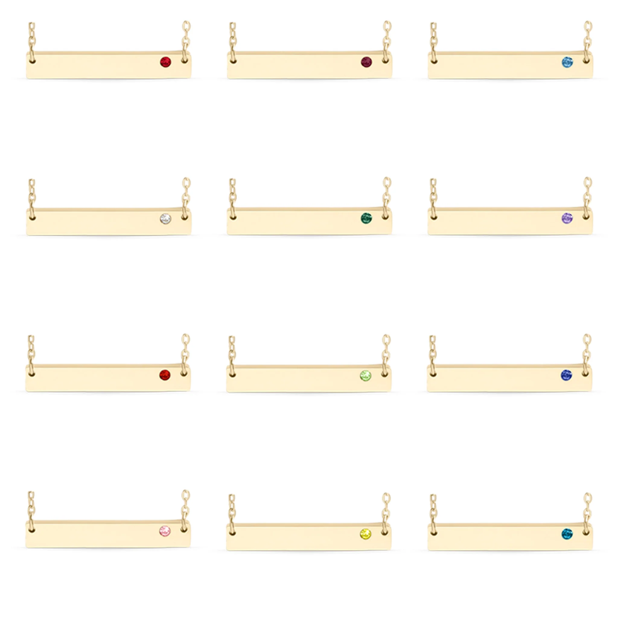 18K Gold PVD Stainless Steel Bar Birthstone Necklace / SBB0319 - Image 8
