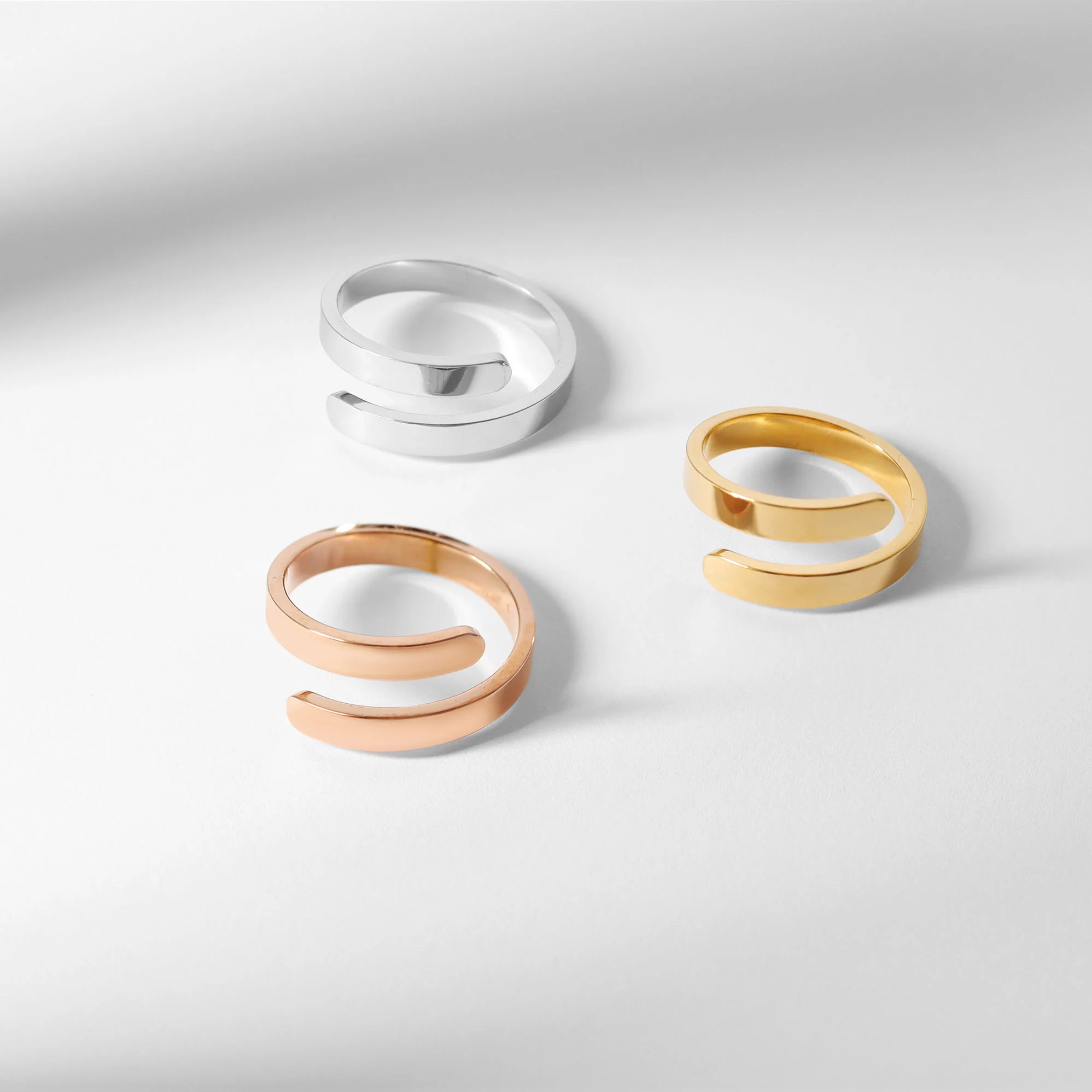 18K Gold PVD Stainless Steel Blank Engravable 2 Name Wrap Ring / ZRJ9016 - Image 5