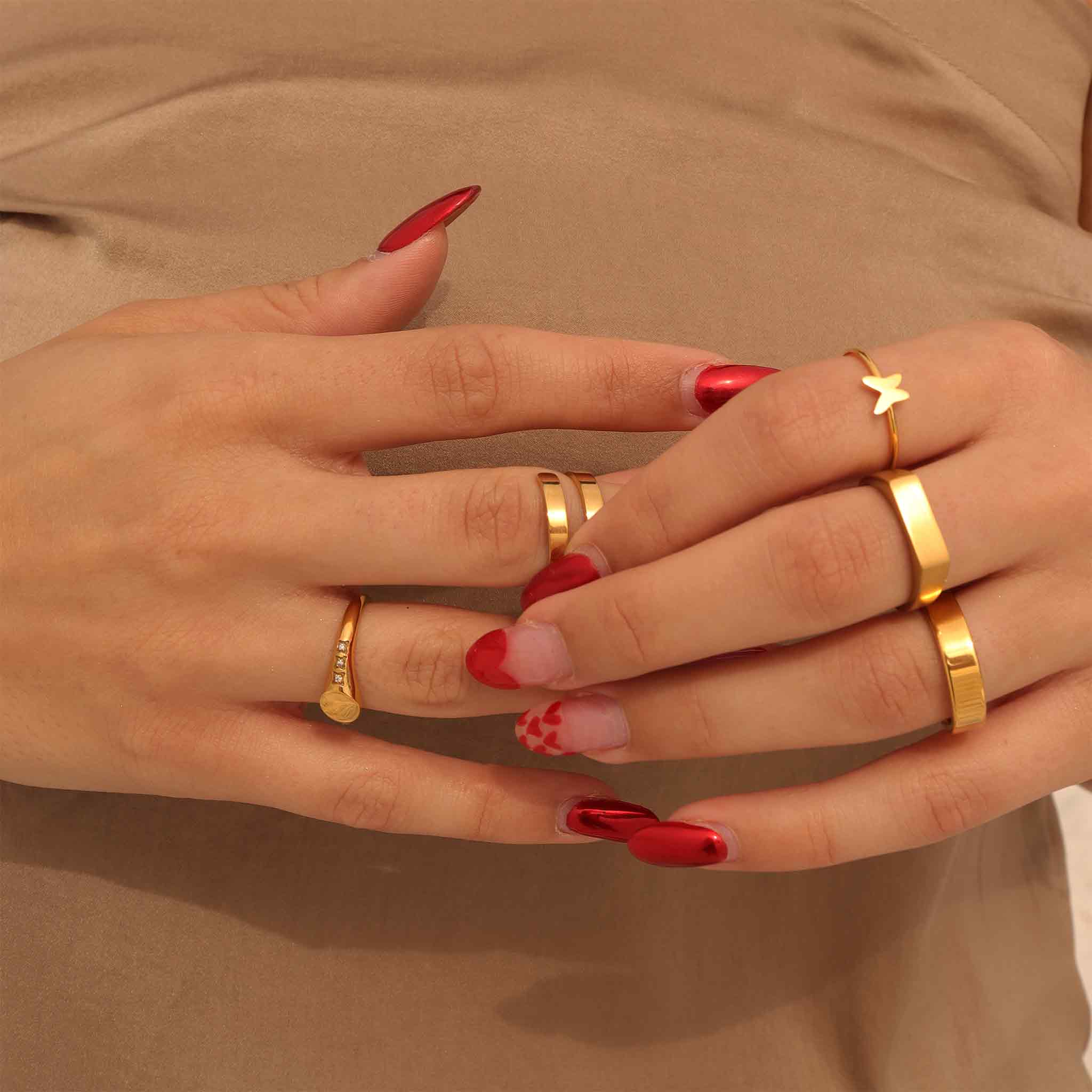 18K Gold PVD Stainless Steel Blank Engravable 2 Name Wrap Ring / ZRJ9016 - Image 8