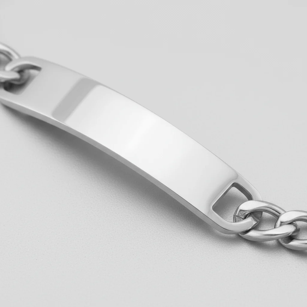 18K Gold PVD Stainless Steel Blank ID Curved Bar Bracelet / BRJ9044 - Image 10