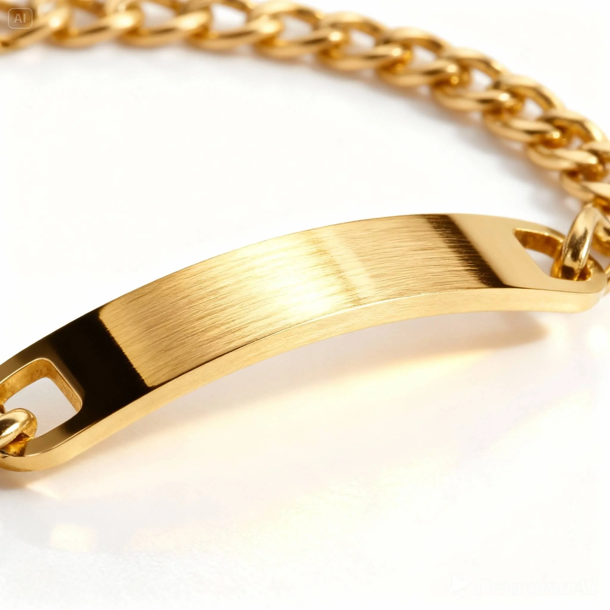 18K Gold PVD Stainless Steel Blank ID Curved Bar Bracelet / BRJ9044 - Image 11