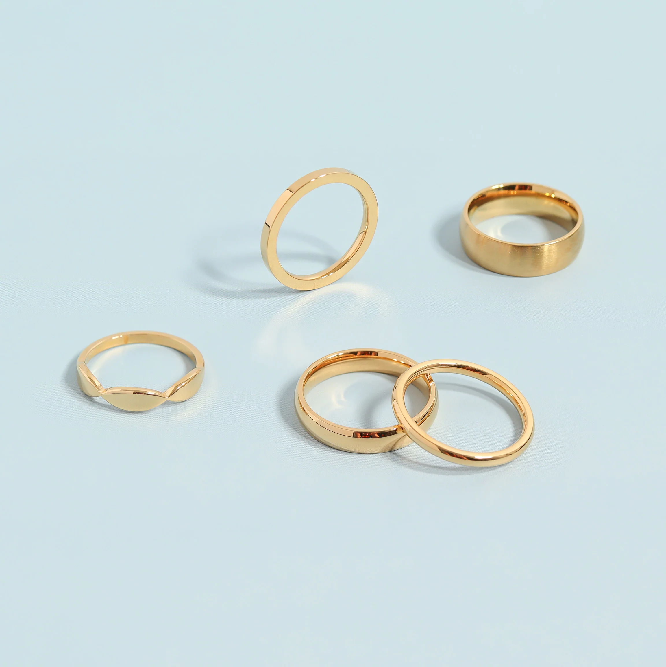 18K Gold PVD Stainless Steel Brushed Matte Blank Ring / CFR7030 - Image 4