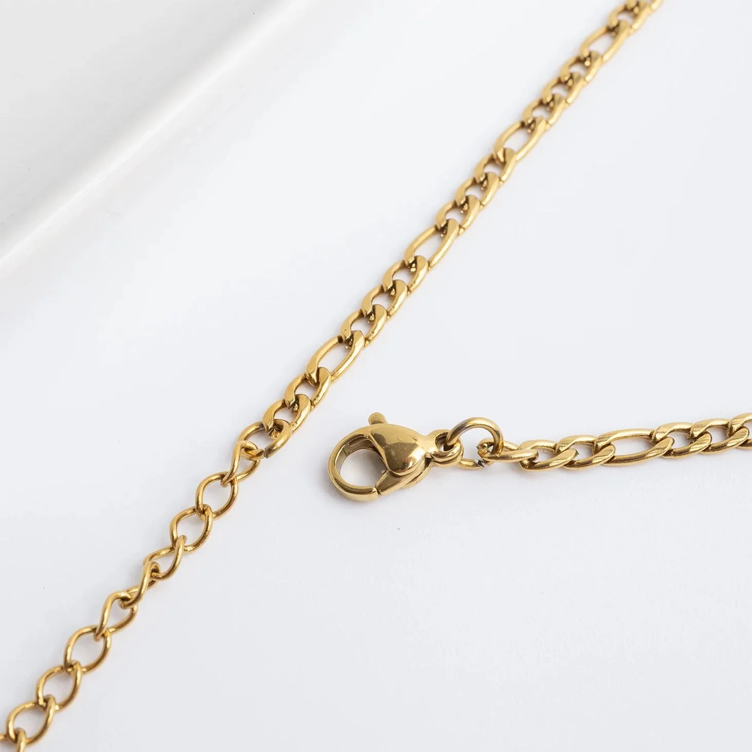 18K Gold PVD Stainless Steel Figaro Chain Bracelet or Anklet / BRJ9097 - Image 4