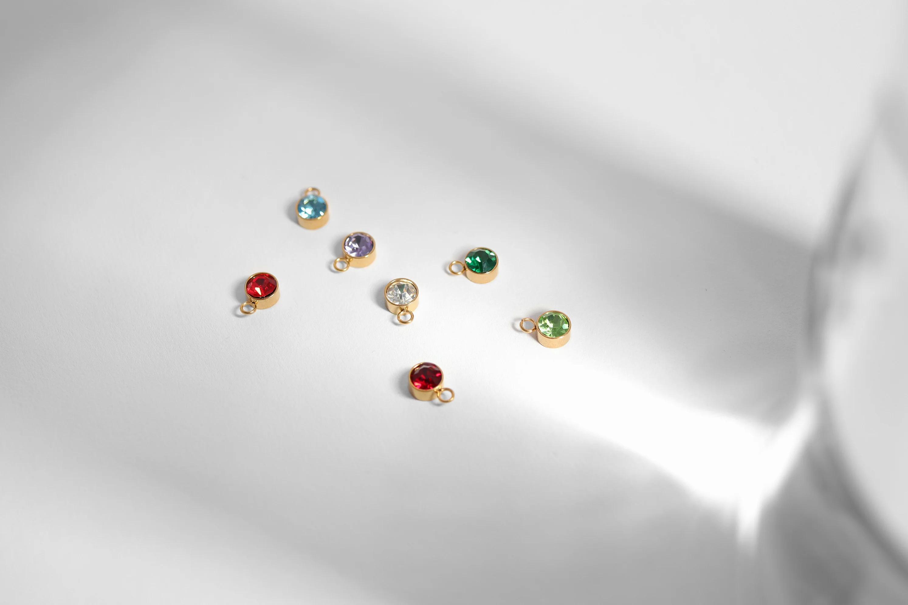 18K Gold PVD Stainless Steel Cubic Zirconia Birthstone Charm / SBB0335 - Image 6