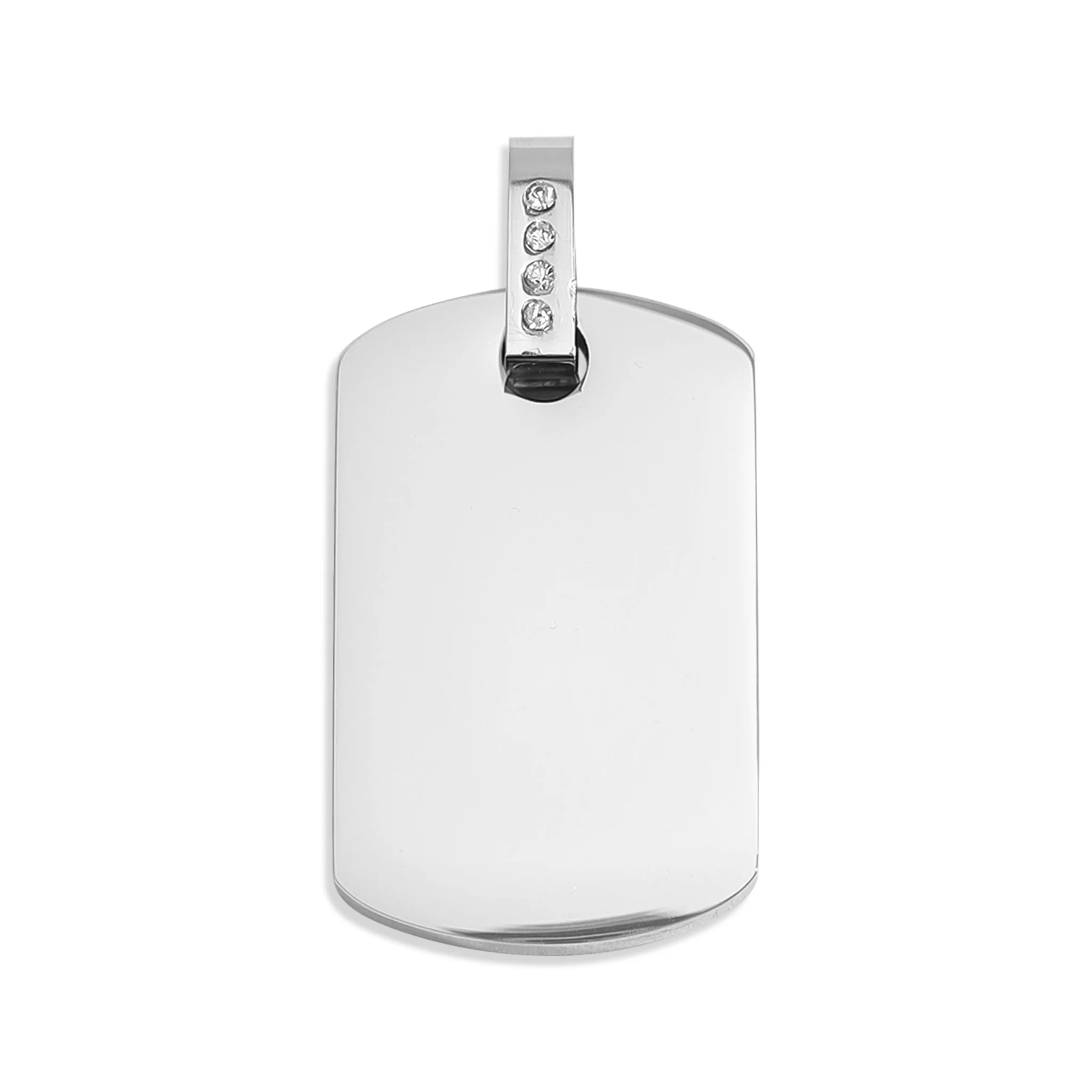 18K Gold PVD Stainless Steel CZ Dog Tag Pendant / SBB0099 - Image 3