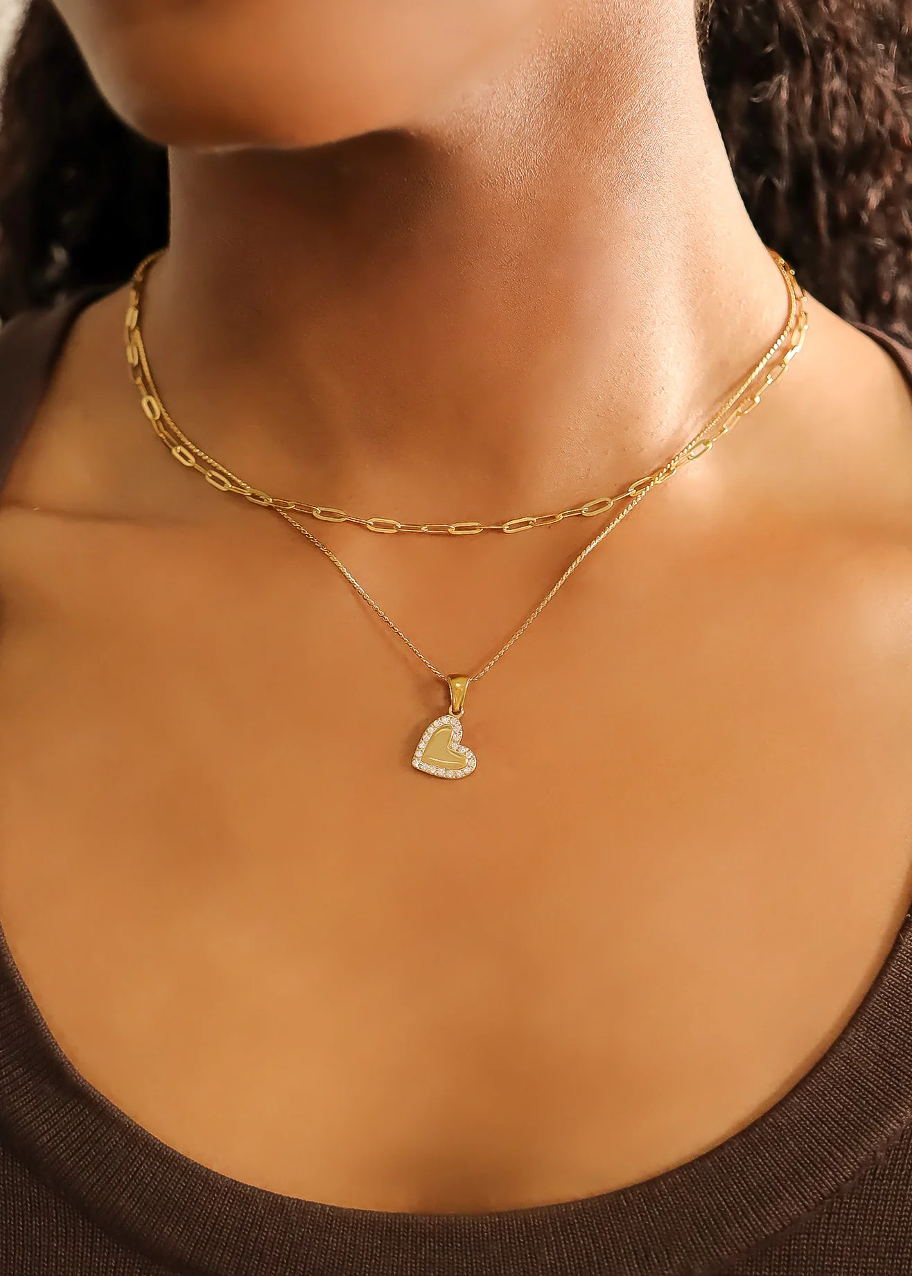 18K Gold PVD Stainless Steel CZ Heart Charm / SBB0289 - Image 7