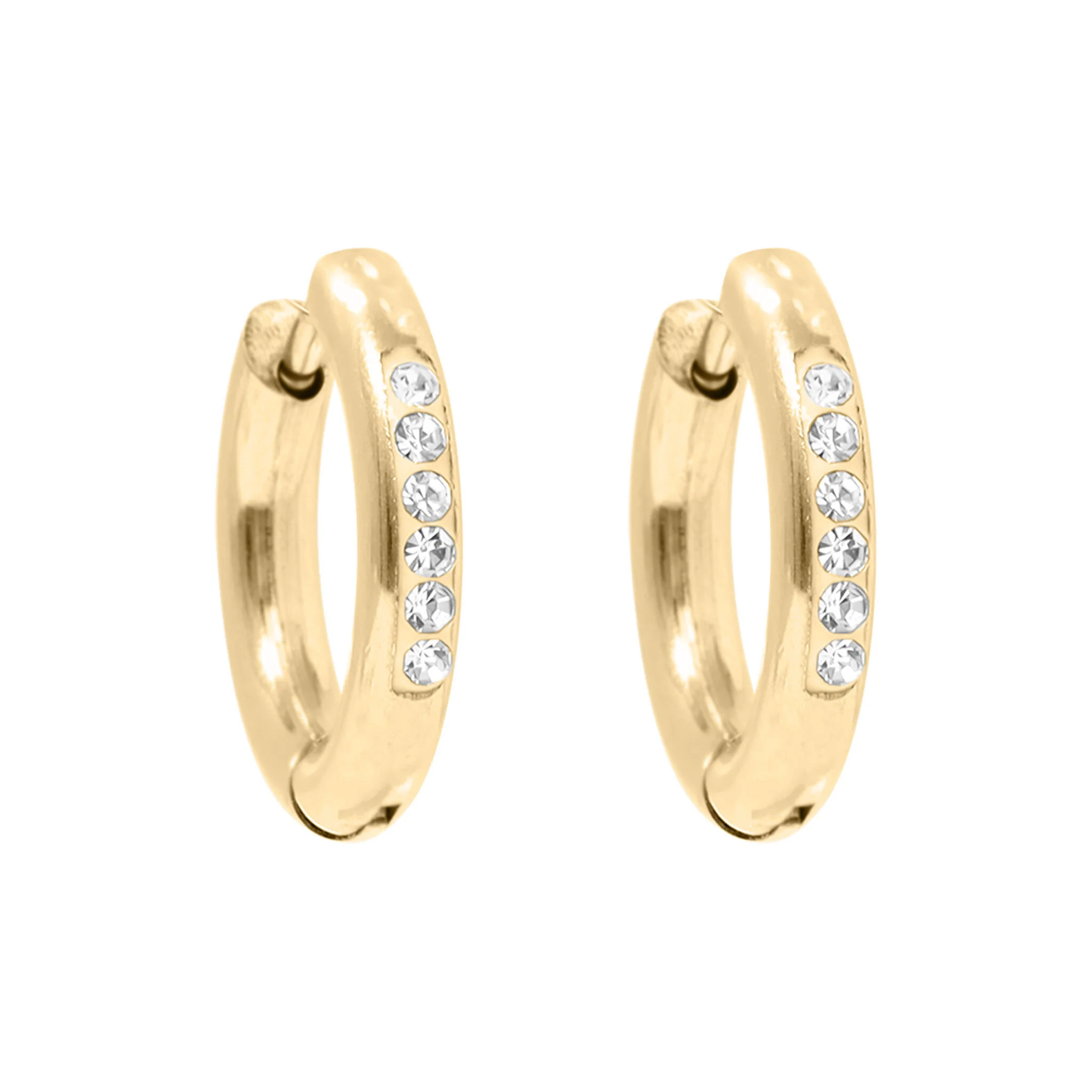 18K Gold PVD Stainless Steel CZ Huggie Hoop Earrings / ERJ0031 - Image 4