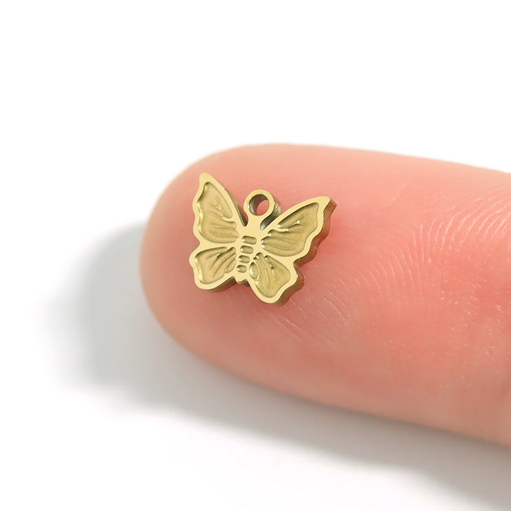 18K Gold PVD Stainless Steel Dainty Butterfly Charm / PDL0025 - Image 3