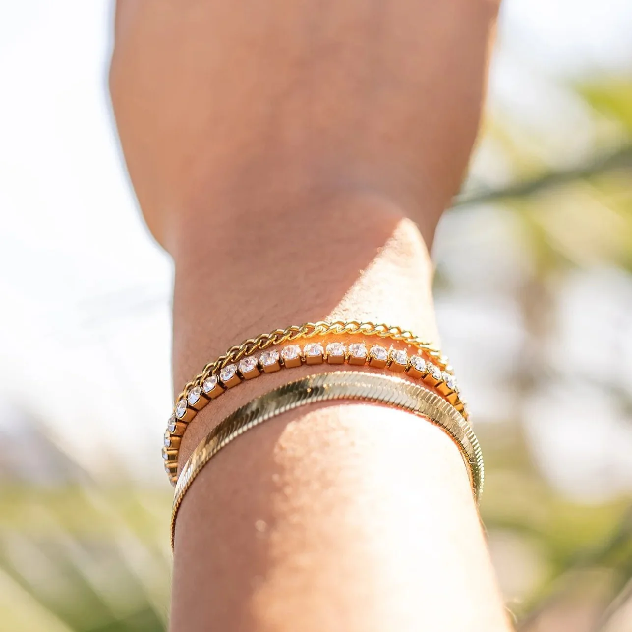 18K Gold PVD Stainless Steel Diamond Cut Curb Chain Bracelet / BRJ9098 - Image 8