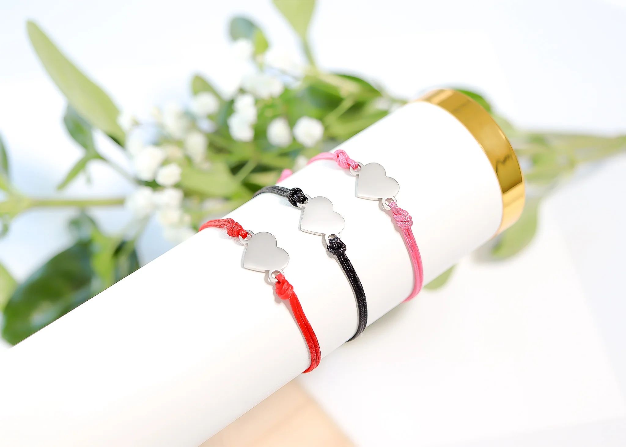 18K Gold PVD Stainless Steel Engravable Heart Friendship Bracelet / SBB0279 - Image 7