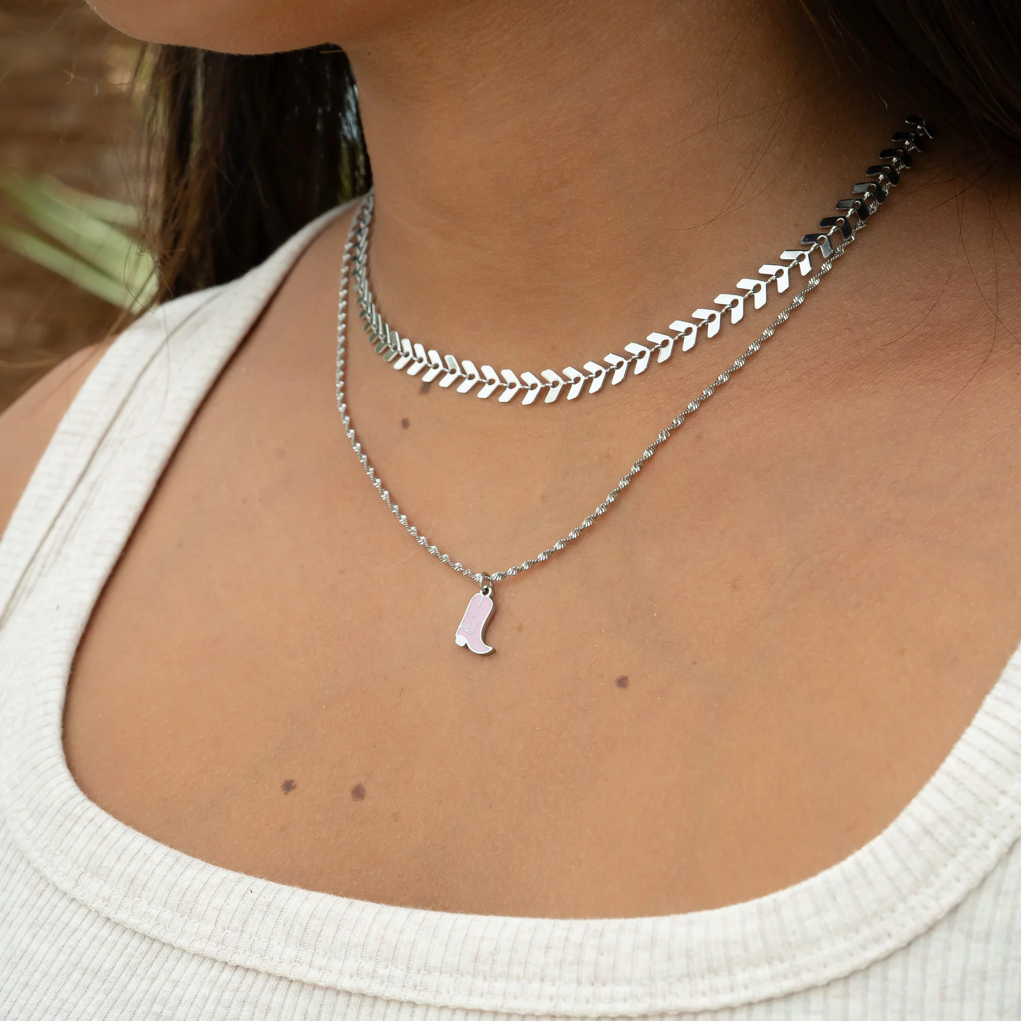 18K Gold PVD Stainless Steel Epoxy Pink Cowgirl Boot Charm / PDL0072 - Image 10