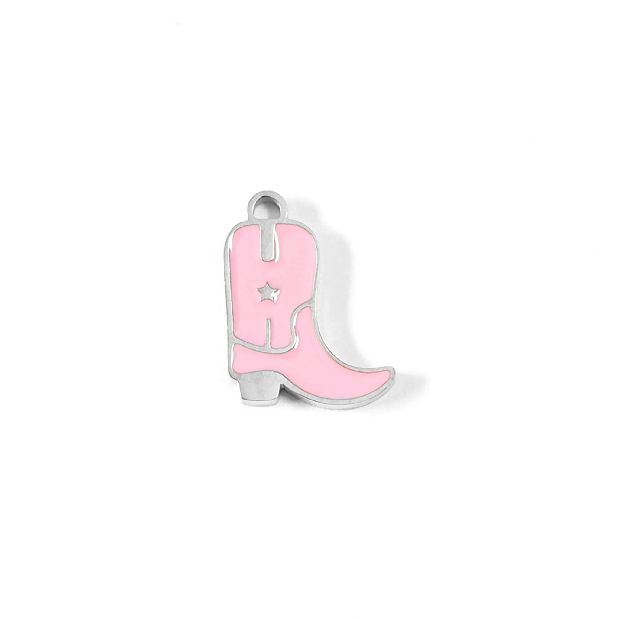 18K Gold PVD Stainless Steel Epoxy Pink Cowgirl Boot Charm / PDL0072 - Image 3