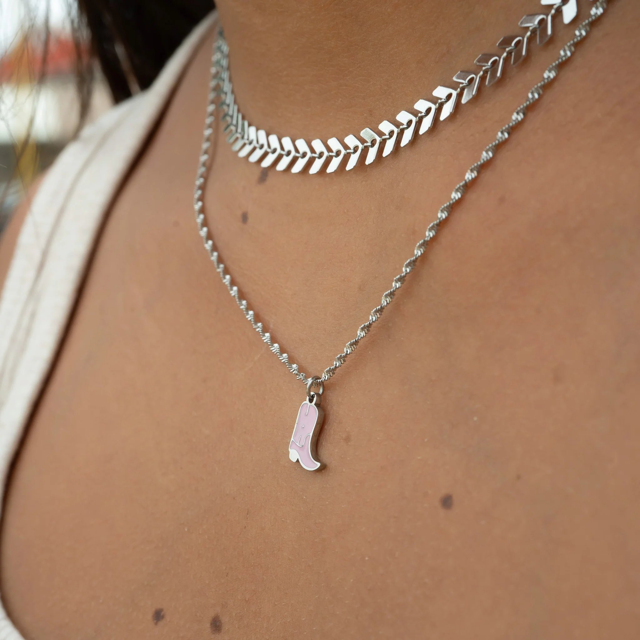 18K Gold PVD Stainless Steel Epoxy Pink Cowgirl Boot Charm / PDL0072 - Image 7