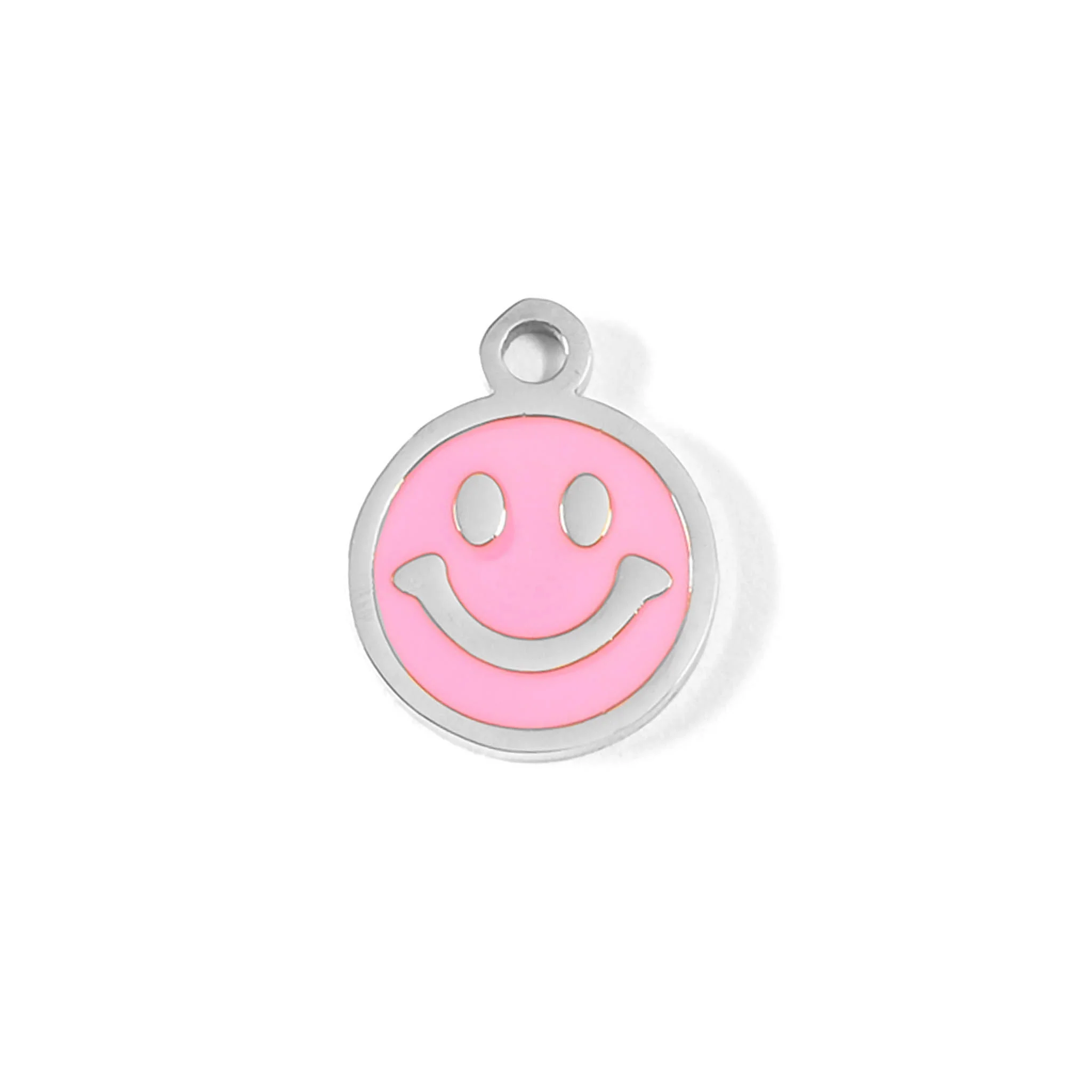 18K Gold PVD Stainless Steel Epoxy Pink Smiley Face Charm / PDL0005 - Image 10