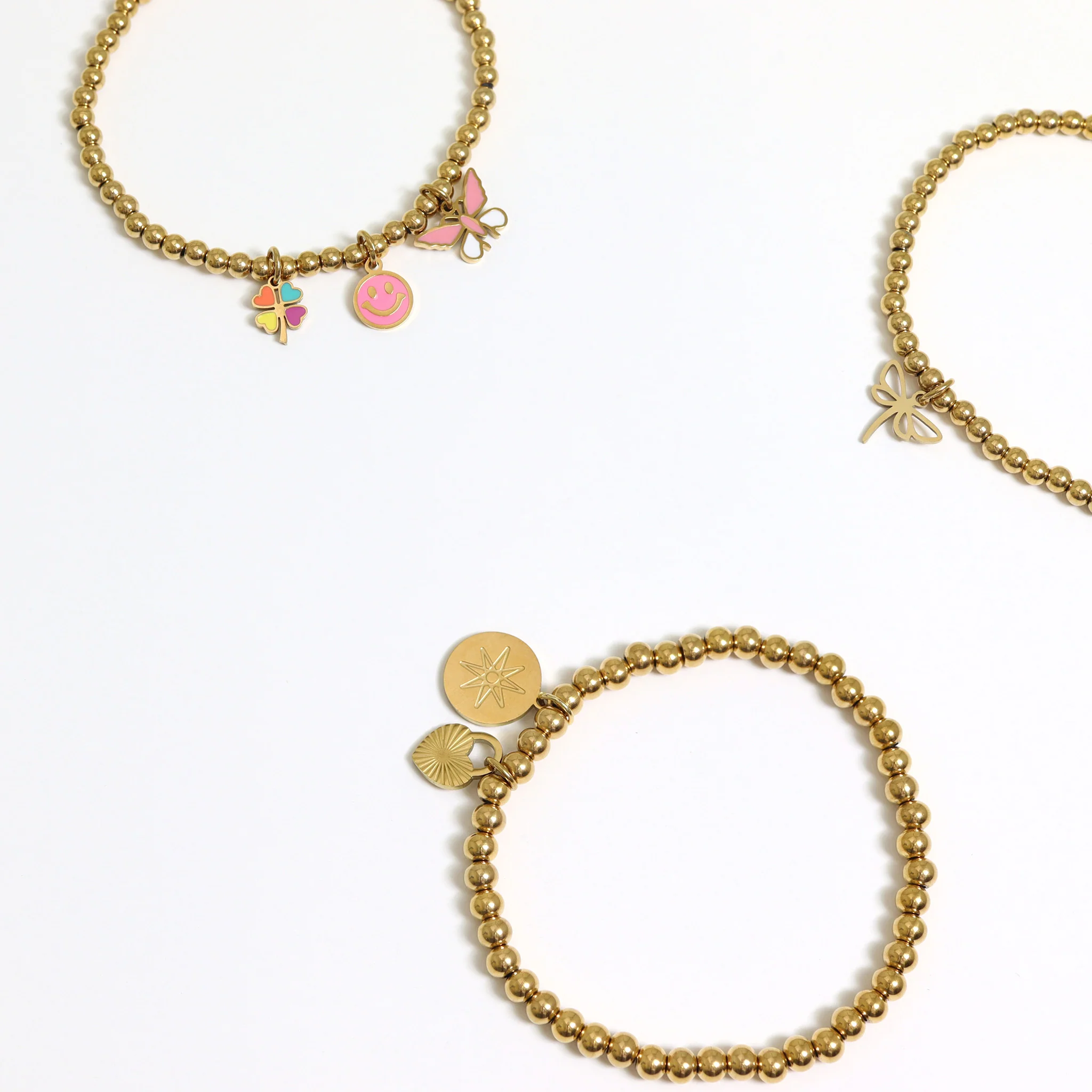 18K Gold PVD Stainless Steel Epoxy Pink Smiley Face Charm / PDL0005 - Image 8