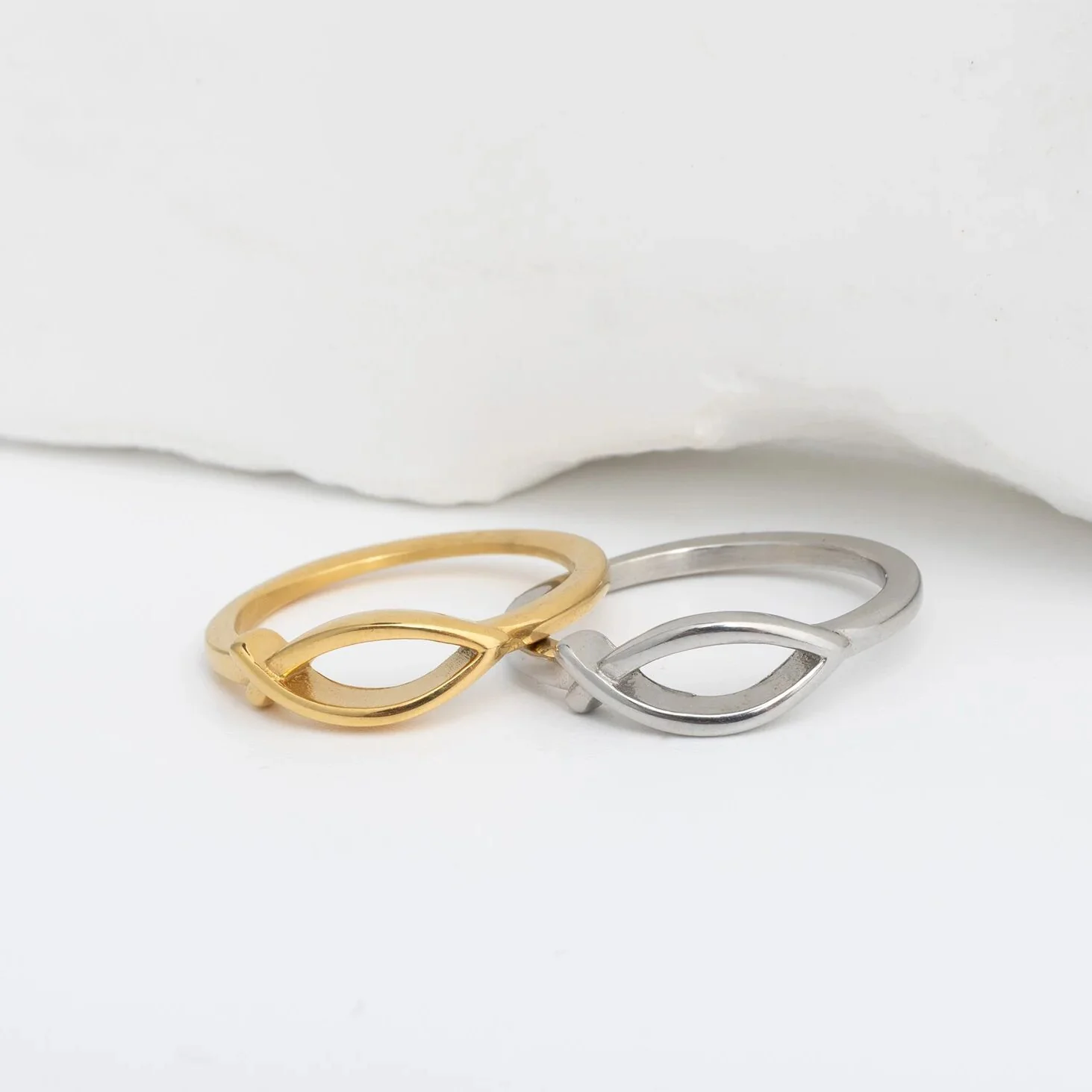 18K Gold PVD Stainless Steel Fish Stacking Ring / KSS0028 - Image 7