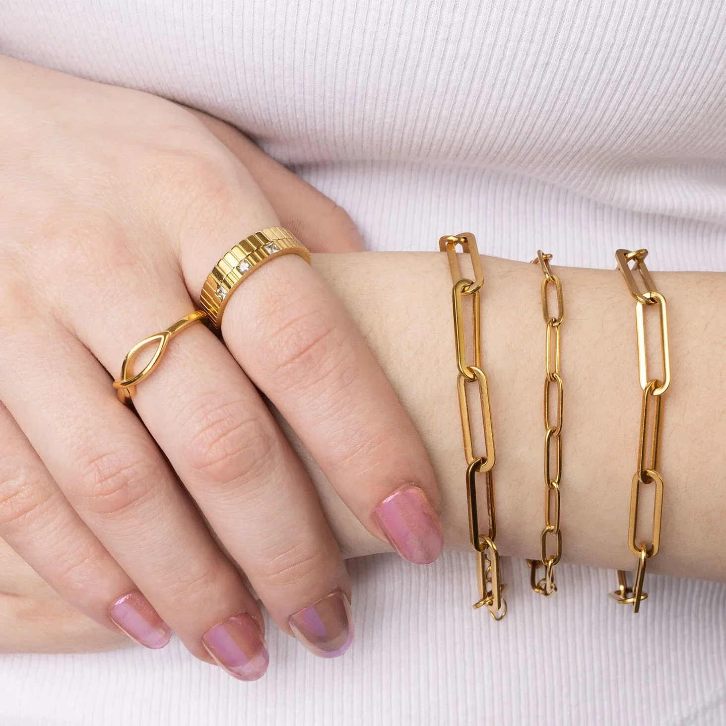 18K Gold PVD Stainless Steel Fish Stacking Ring / KSS0028 - Image 9