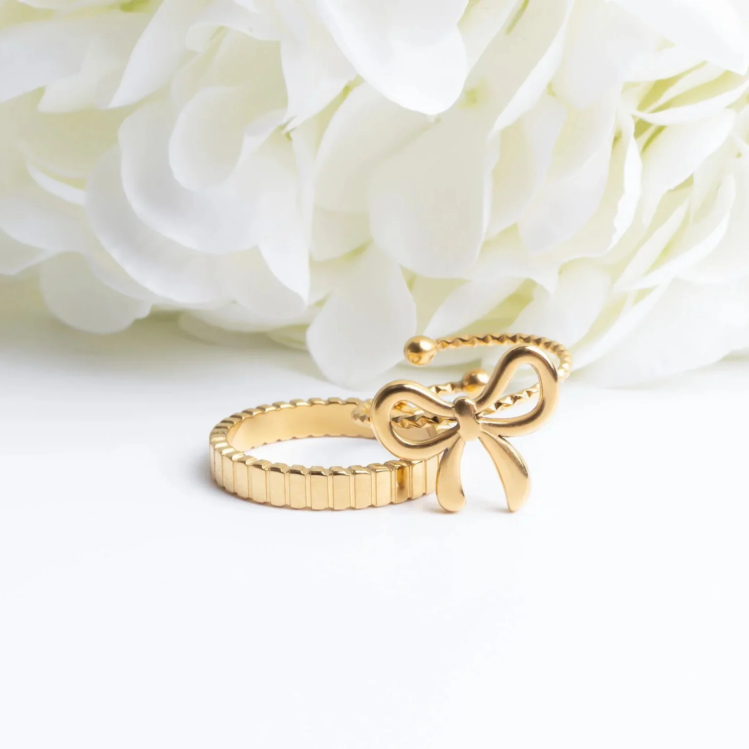 18K Gold PVD Stainless Steel Fluted Stacking Ring / KSS0032 - Image 18