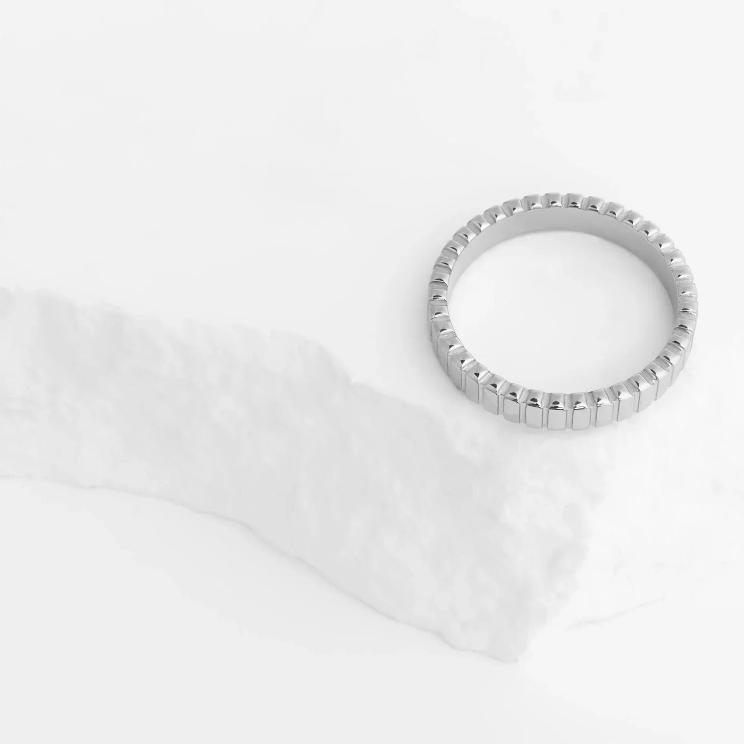 18K Gold PVD Stainless Steel Fluted Stacking Ring / KSS0032 - Image 7