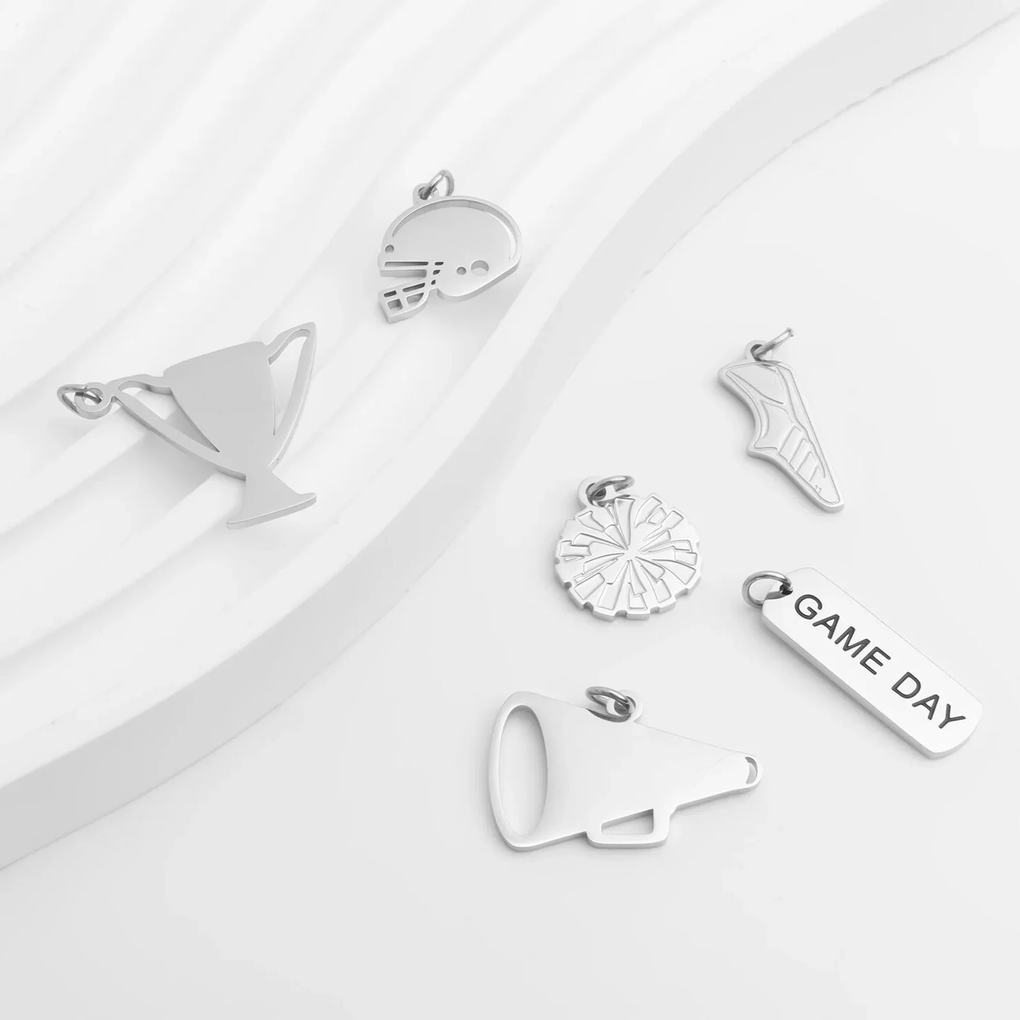 18K Gold PVD Stainless Steel Game Day Script Charm / PDL0382 - Image 6